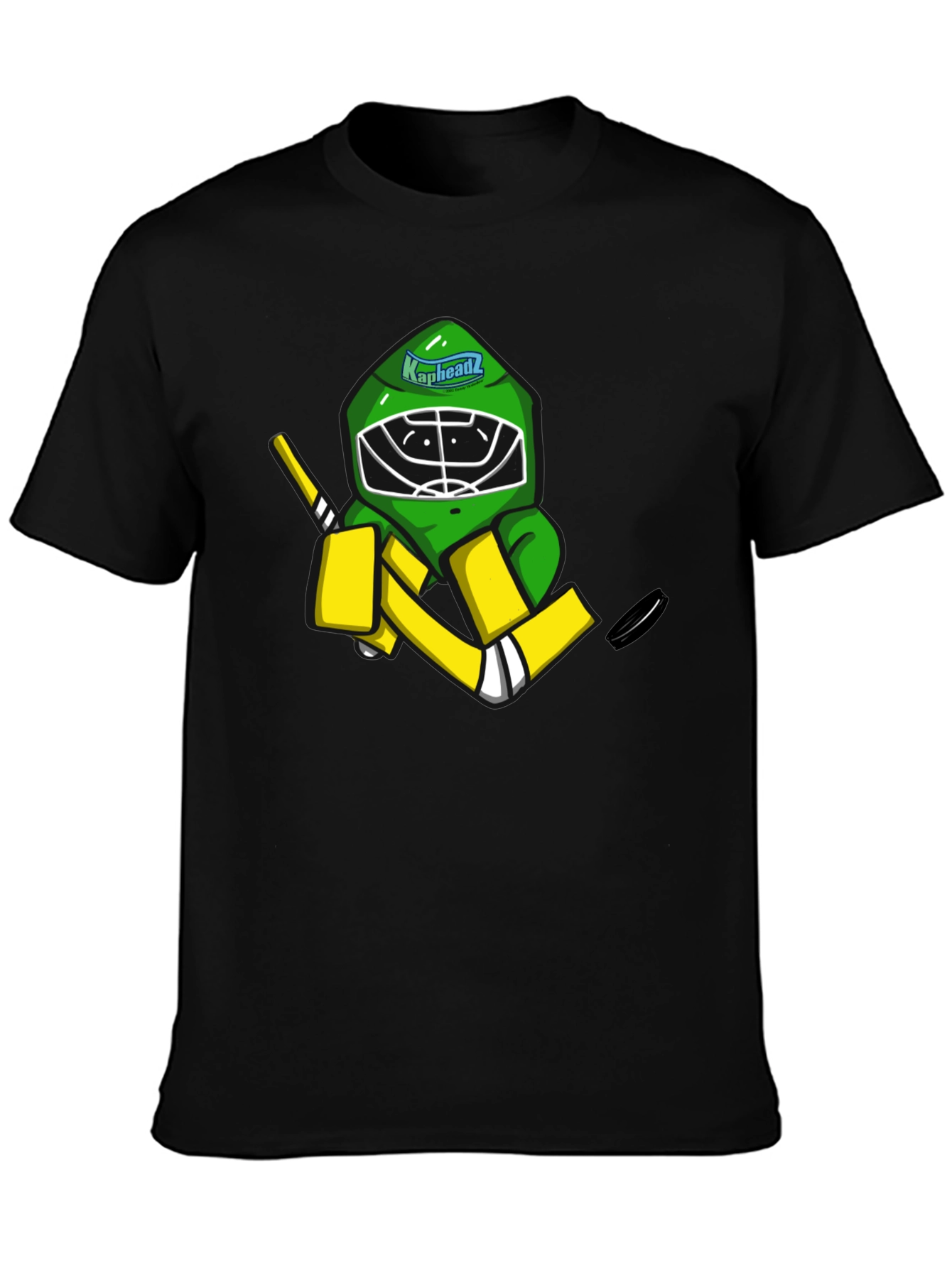 Black Kapheadz Hockey Goalie T-Shirt - Black Cotton Tee view 3
