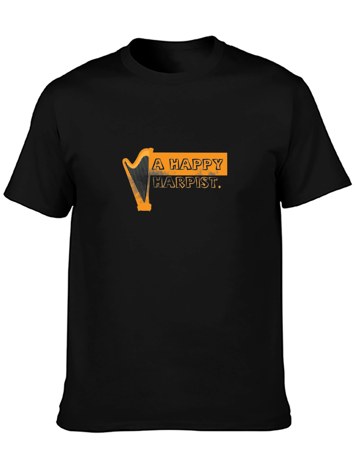 Black Happy Harpist Black Graphic Tee view 3