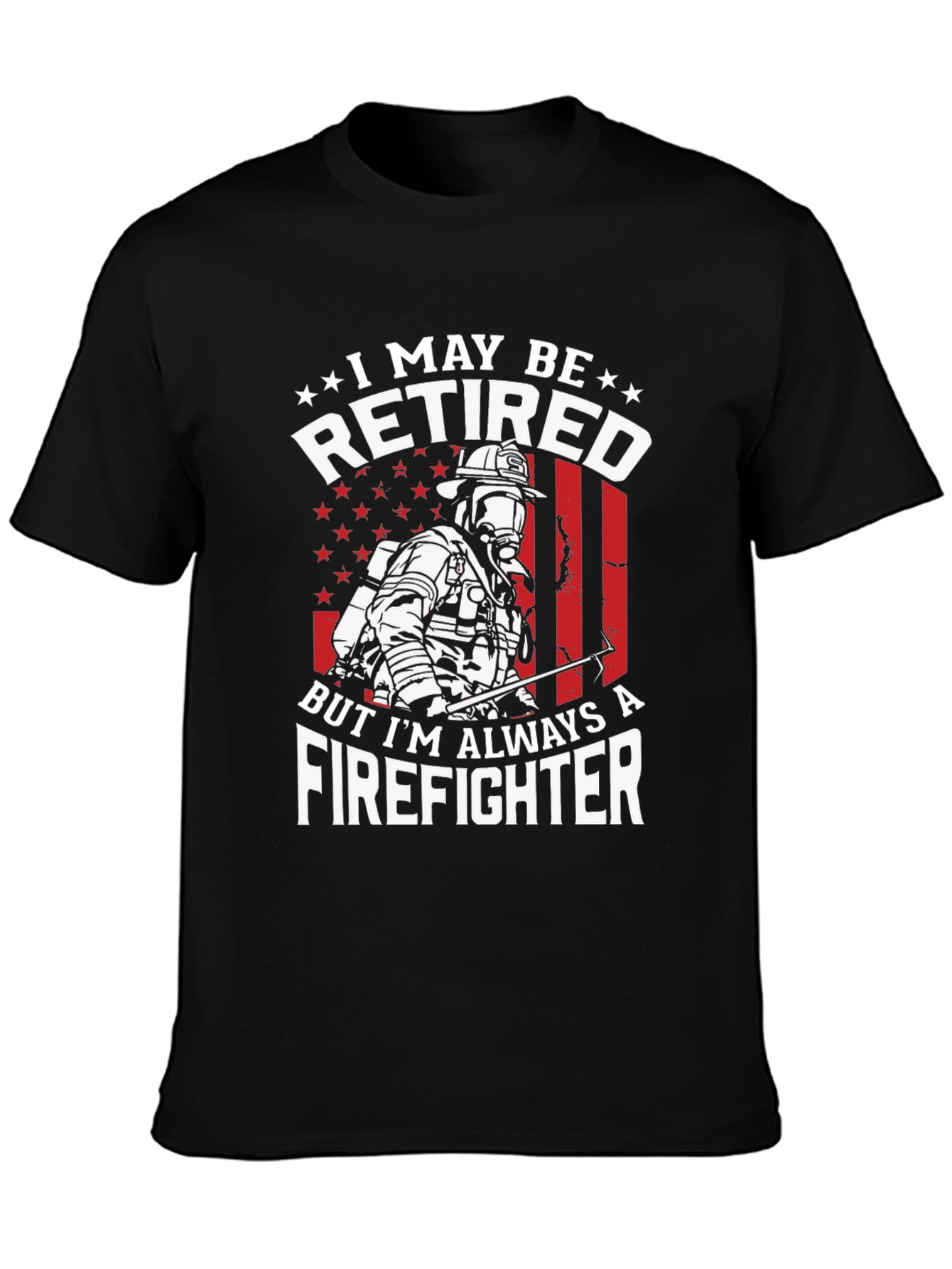 Black Retired Firefighter Graphic T-Shirt view 3