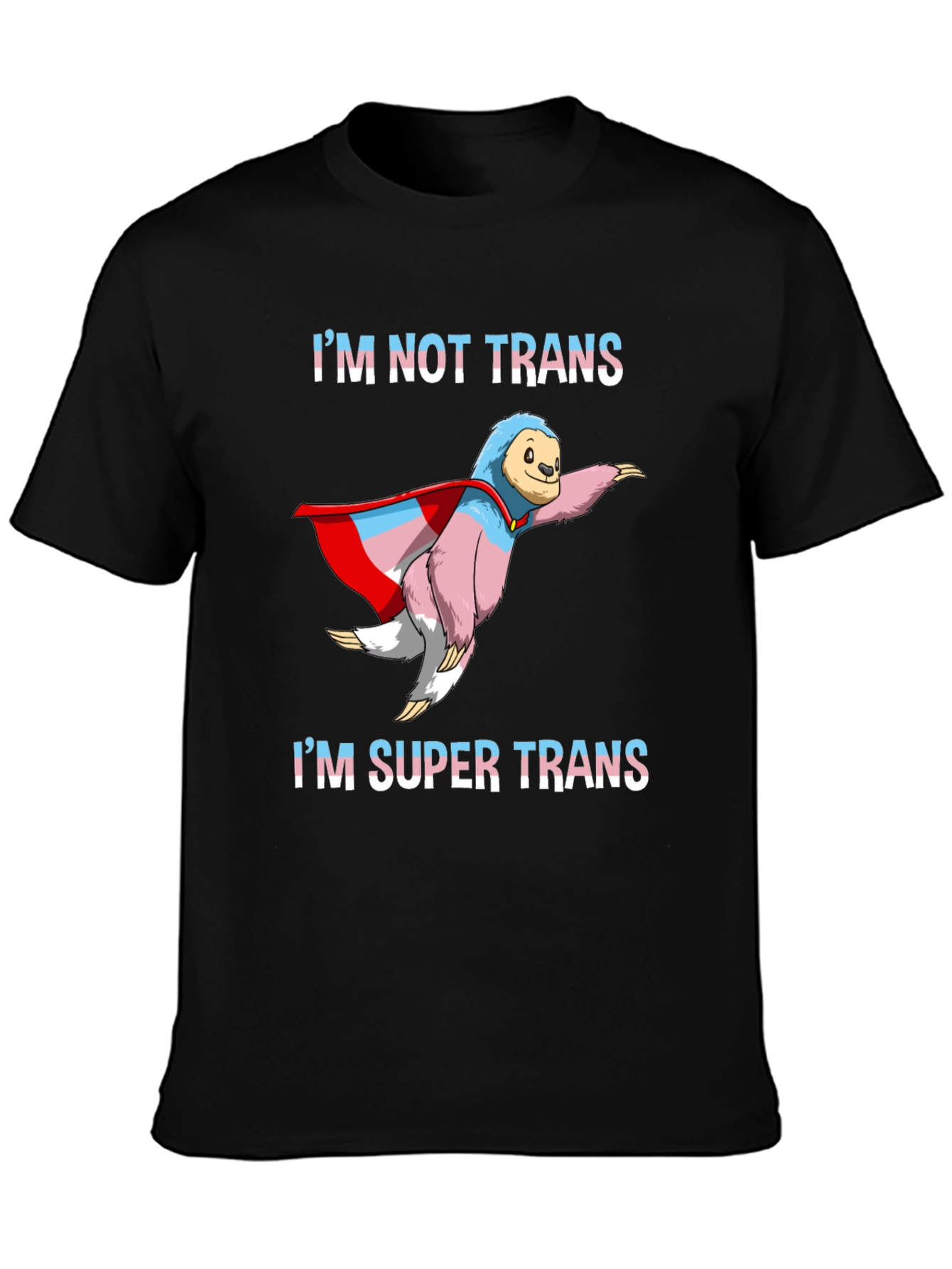 Black Super Trans Sloth T-Shirt - LGBTQ+ Pride view 3