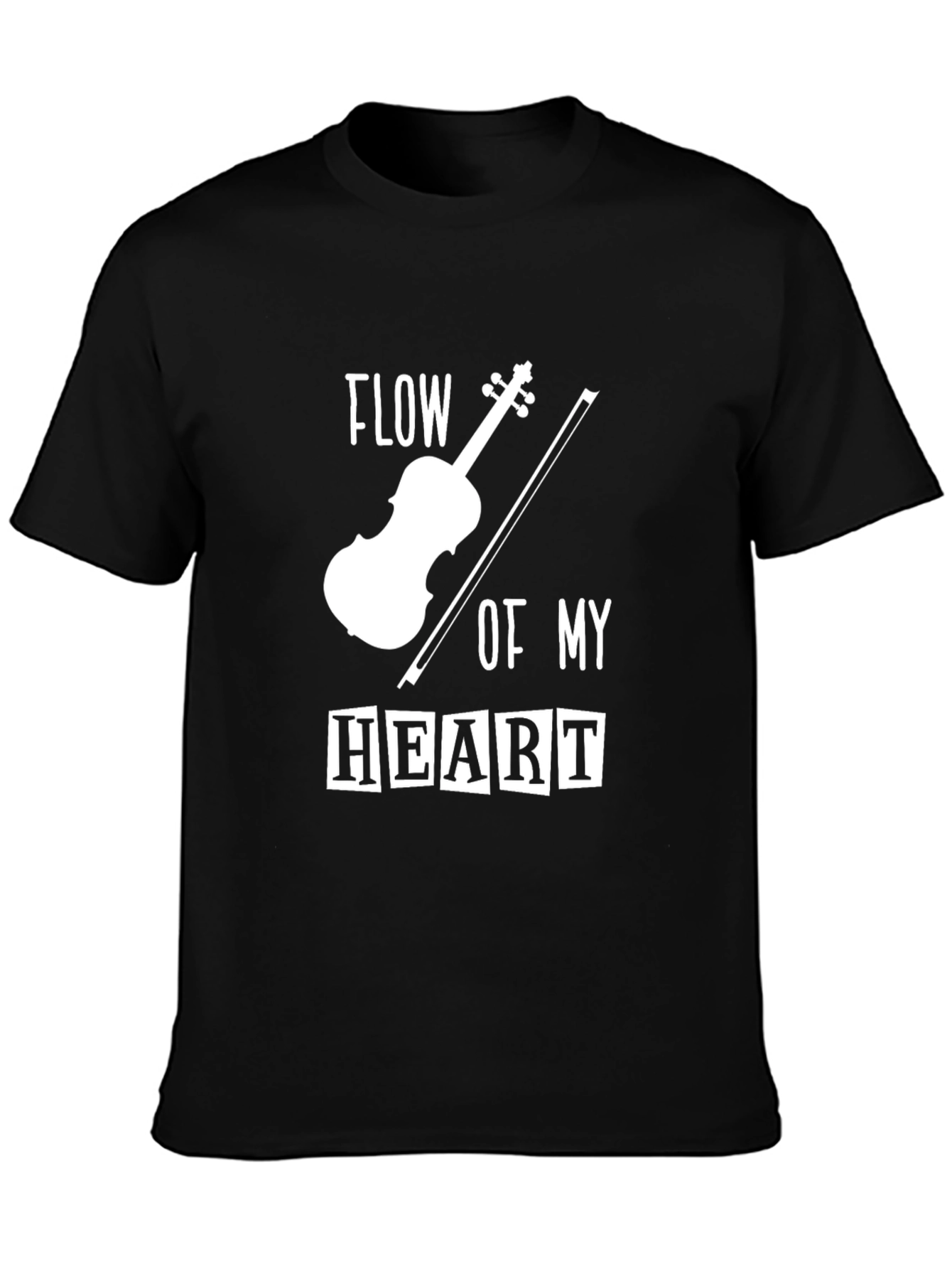 Black Flow of My Heart Violin Graphic Tee - Black view 3
