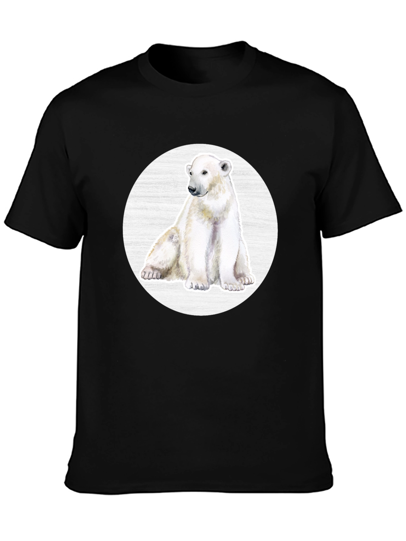 Black Polar Bear Graphic Print Crew Neck T-Shirt view 3