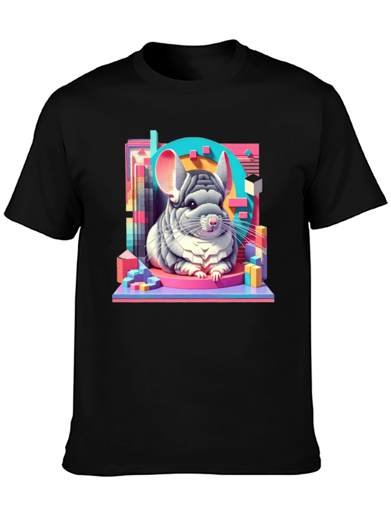 Black Chinchilla Graphic Tee - Unique Animal Art T-Shirt view 3