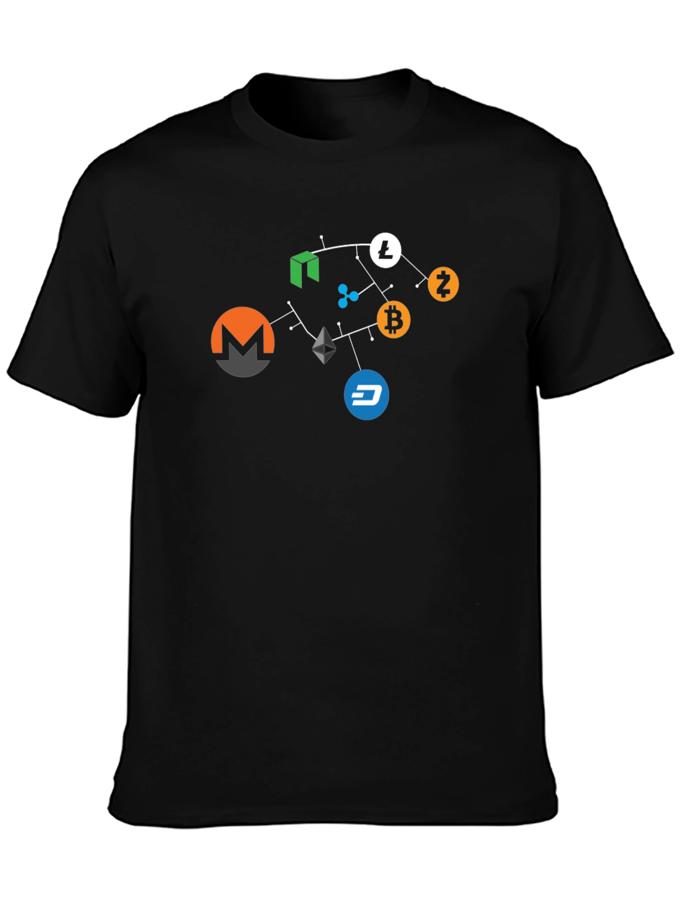 Black Crypto Network T-Shirt - Bitcoin, Ethereum, & More view 3