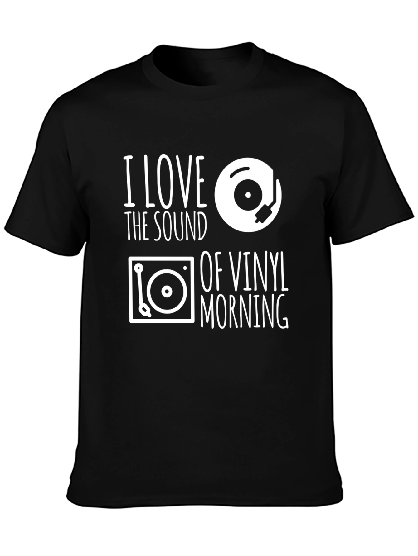 Black I Love Vinyl T-Shirt - Music Lover Tee view 3