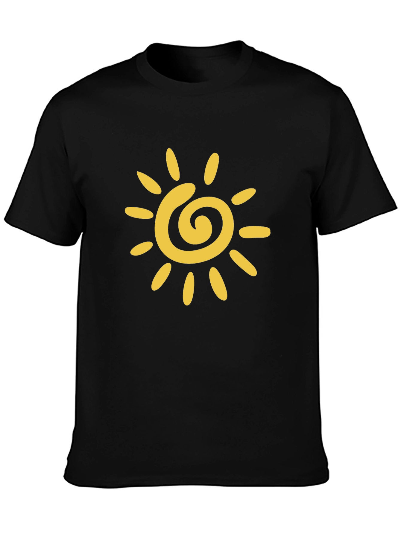 Black Black T-Shirt with Yellow Sun Graphic view 3