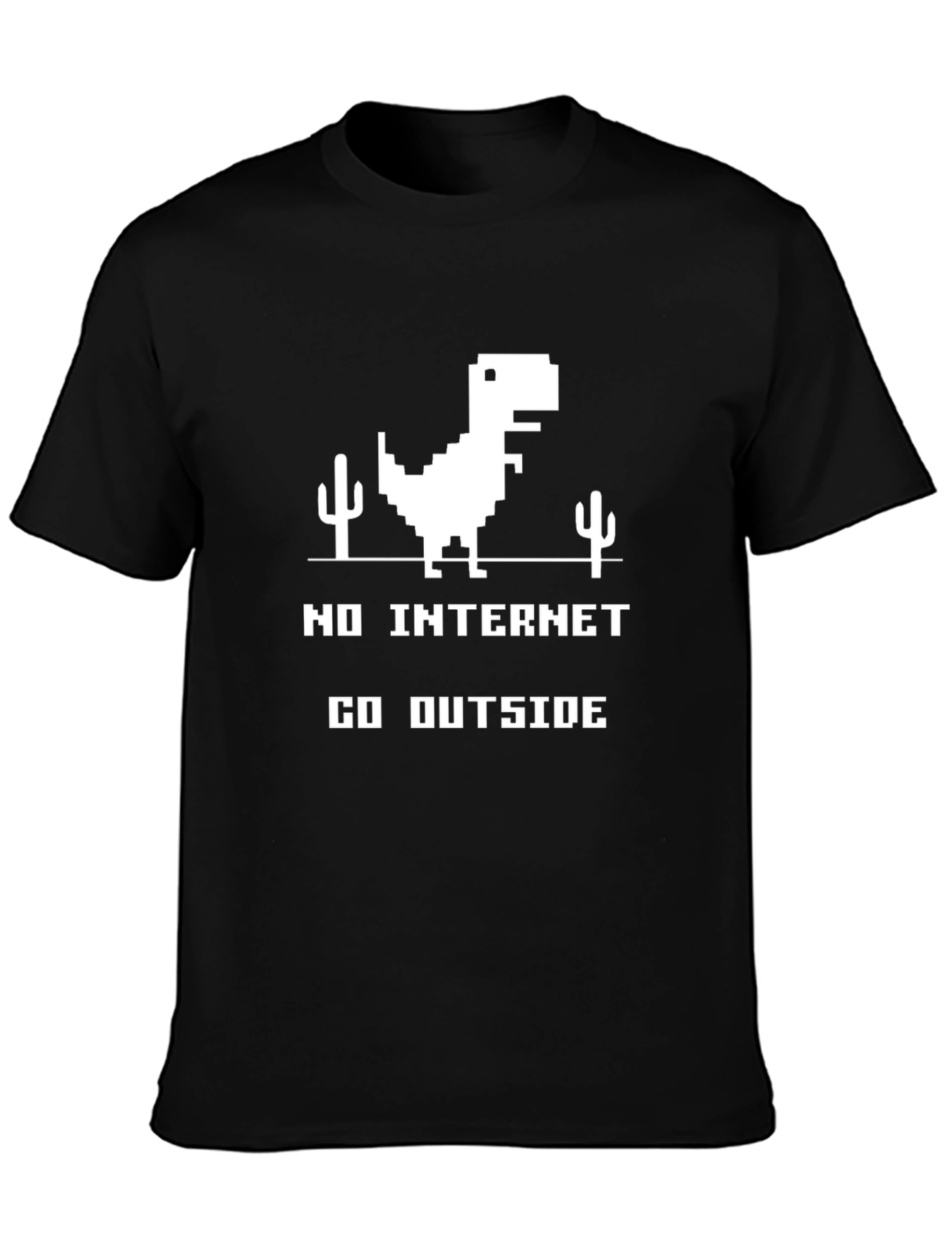 Black No Internet T-Shirt - Go Outside! view 3