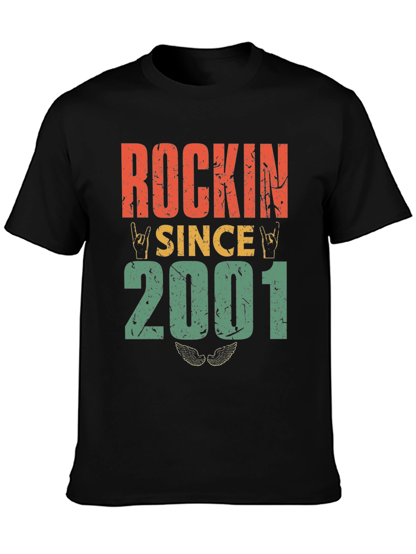 Black Rockin' Since 2001 Graphic T-Shirt view 3