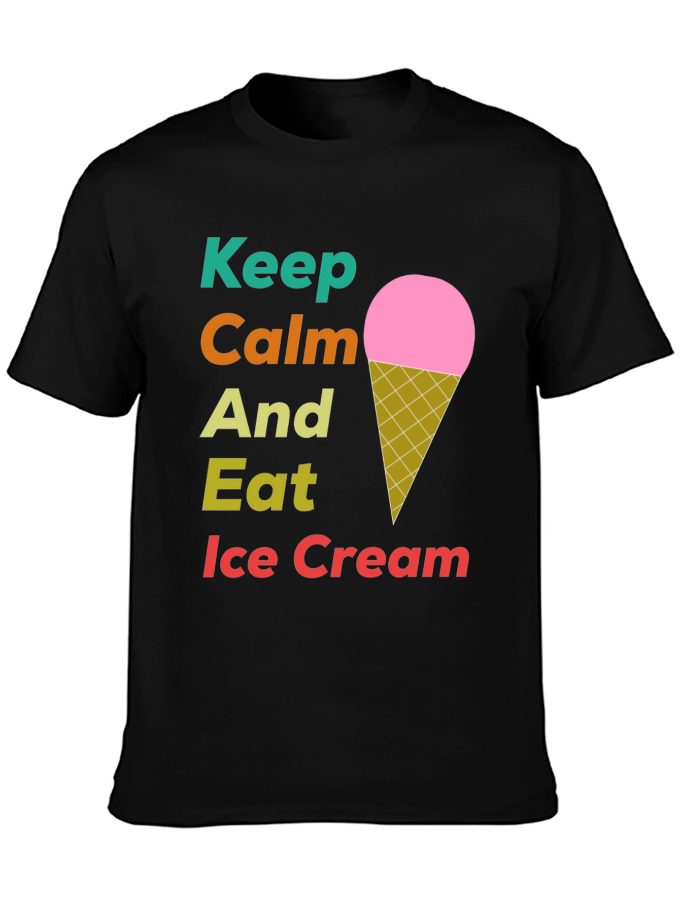 Black Keep Calm Eat Ice Cream T-Shirt view 3