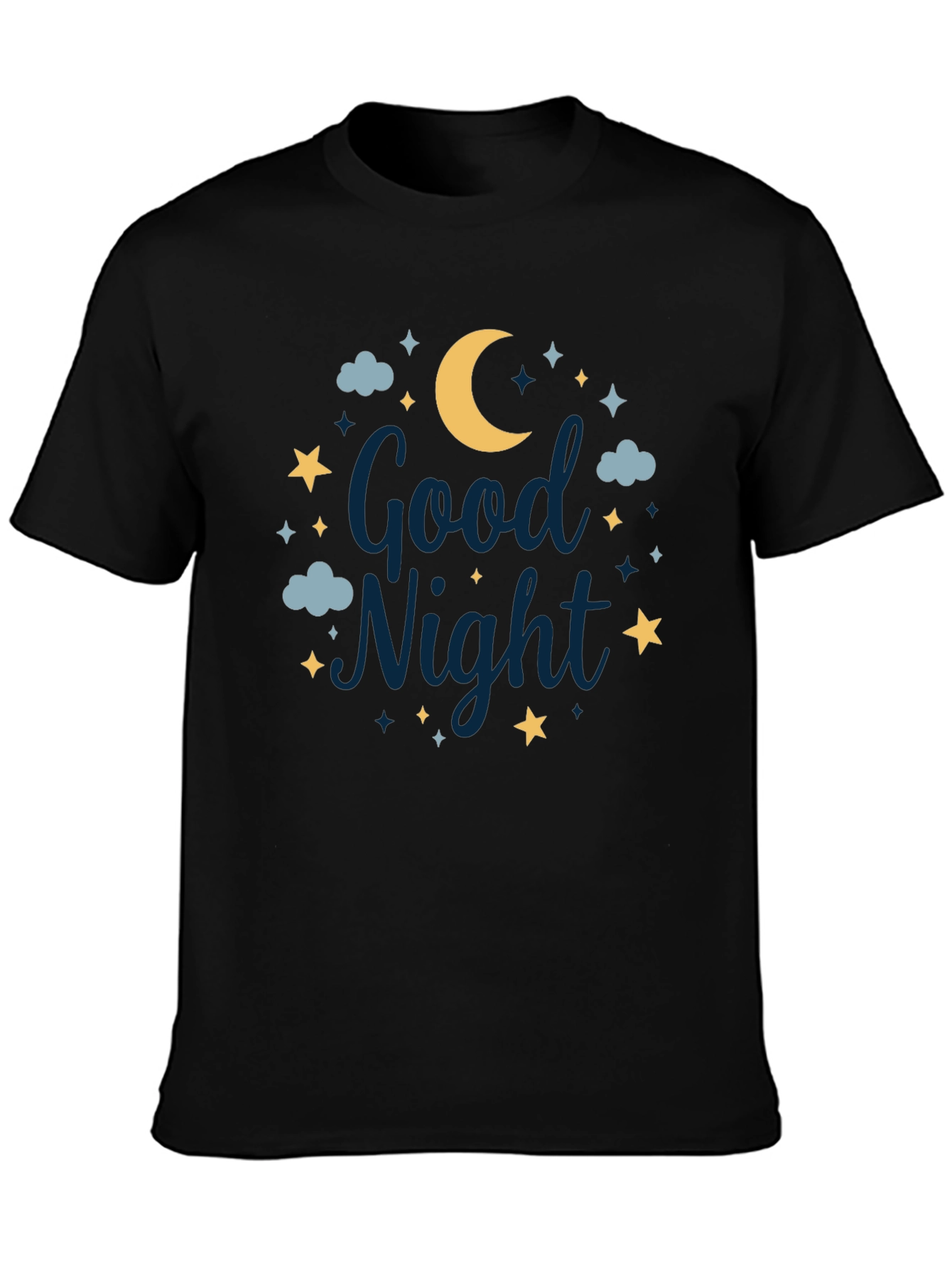 Black Good Night Moon & Stars Graphic Tee - Unisex Black T-Shirt view 3
