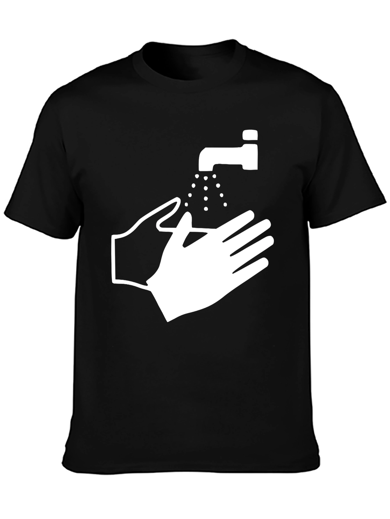 Black Wash Your Hands Graphic Tee - Black Cotton Blend view 3