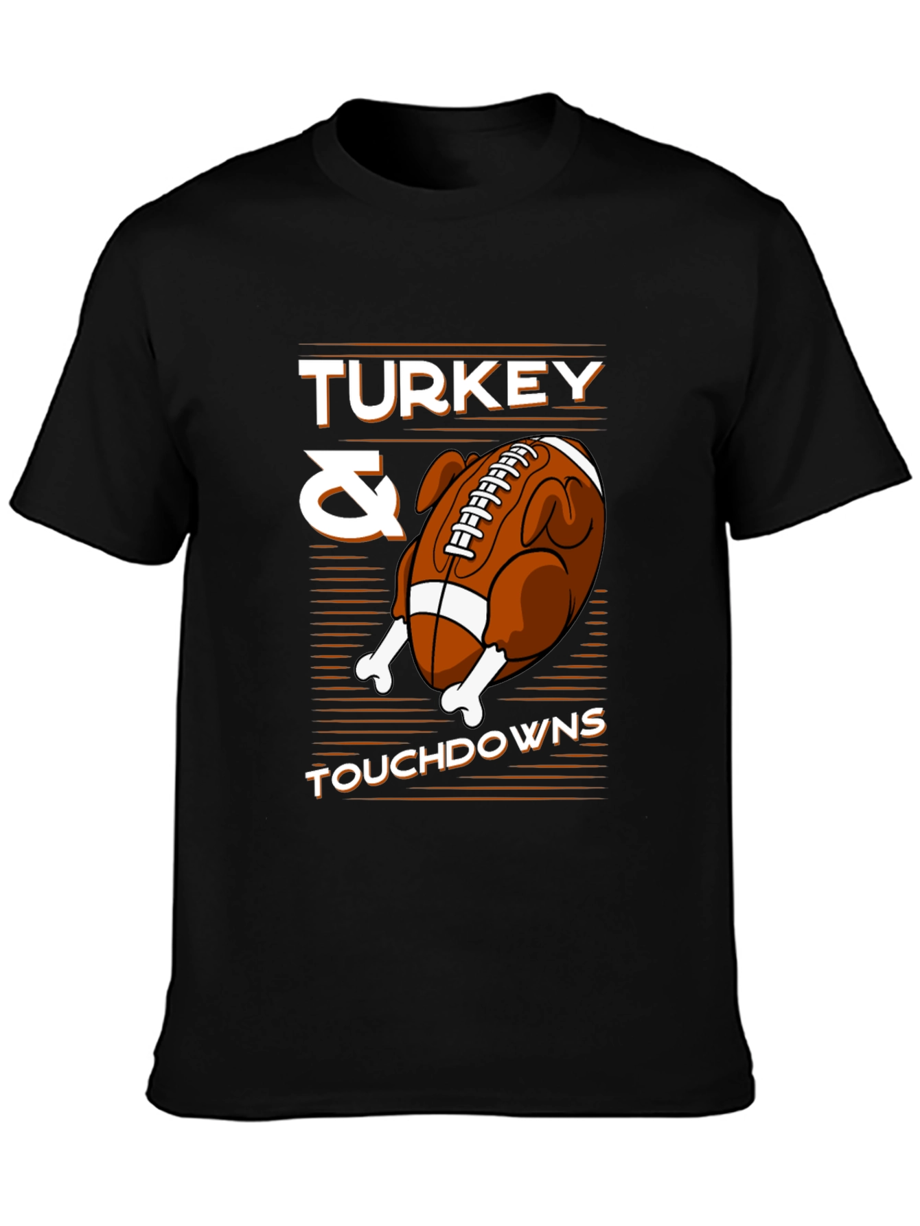 Black Turkey & Touchdowns Graphic T-Shirt view 3