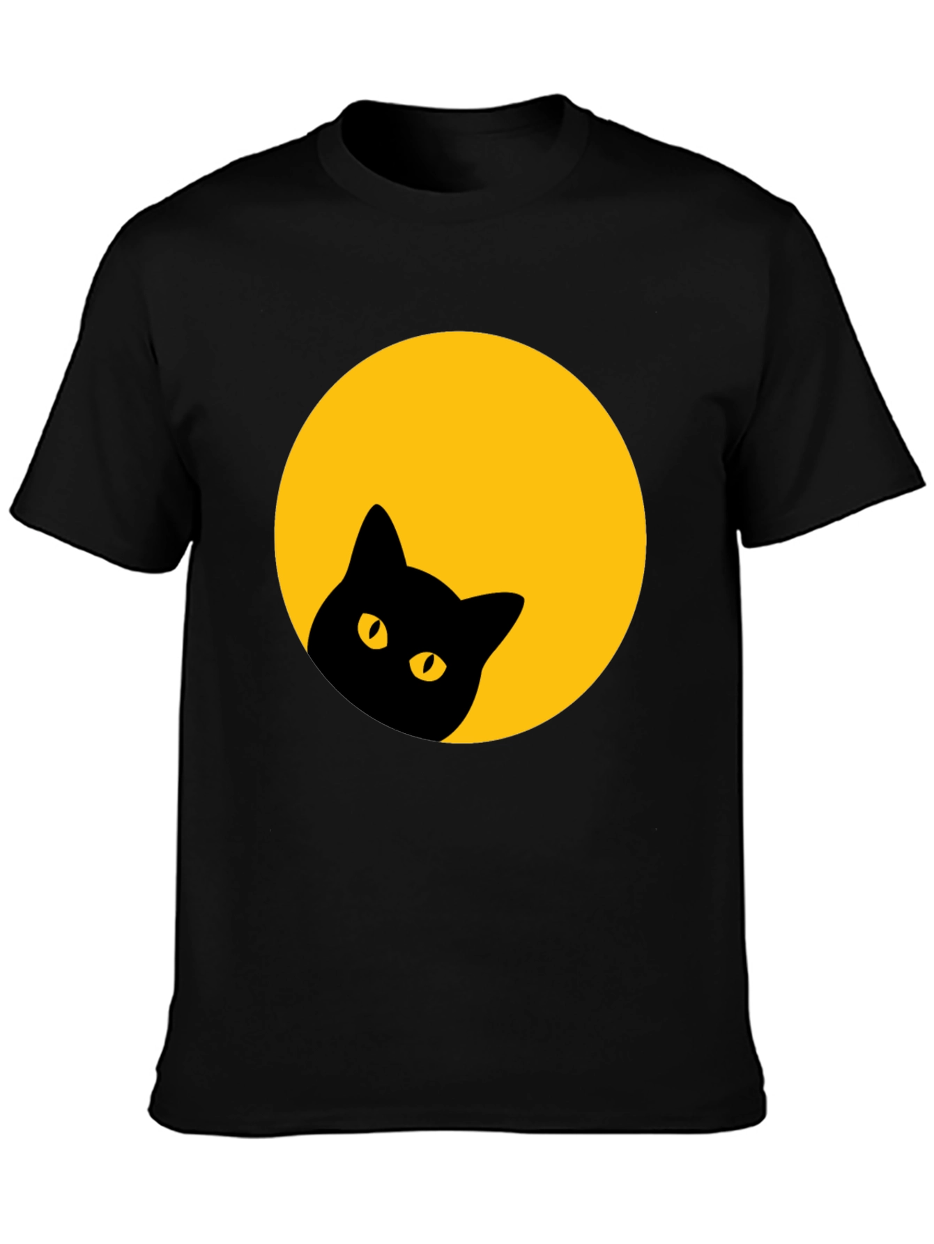 Black Black Cat Peek-a-Boo T-Shirt - Moon Design view 3