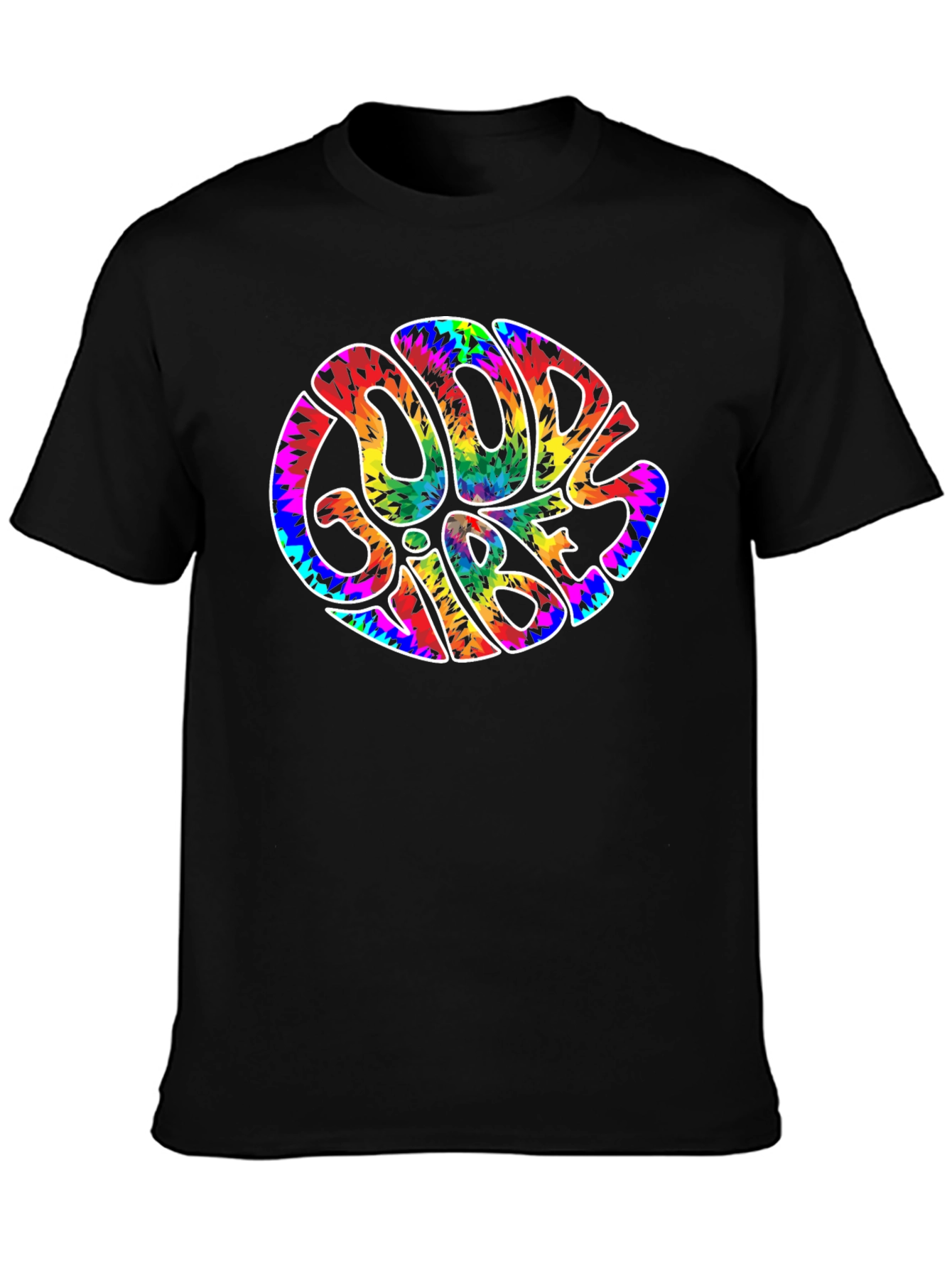 Black Good Vibes Tie Dye Graphic T-Shirt view 3