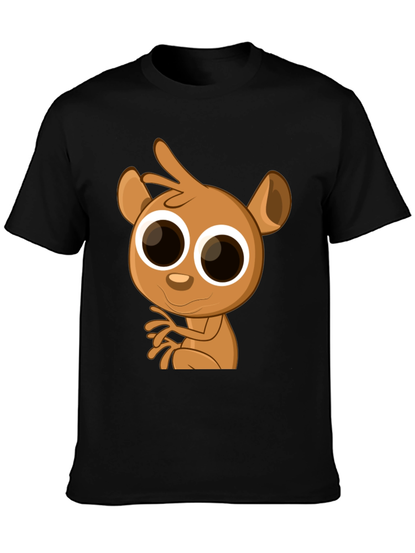 Black Cartoon Lemur Graphic Tee - Black Cotton Blend view 3