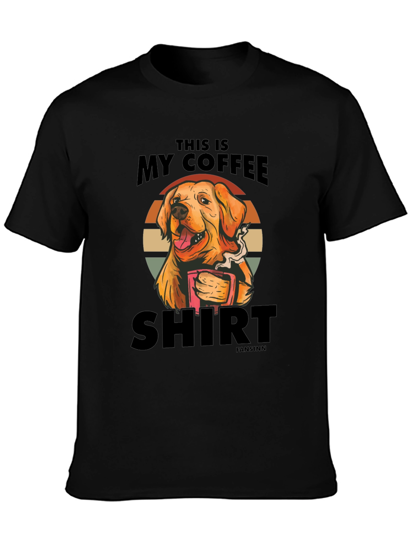 Black Coffee Dog T-Shirt: Funny Novelty Tee view 3