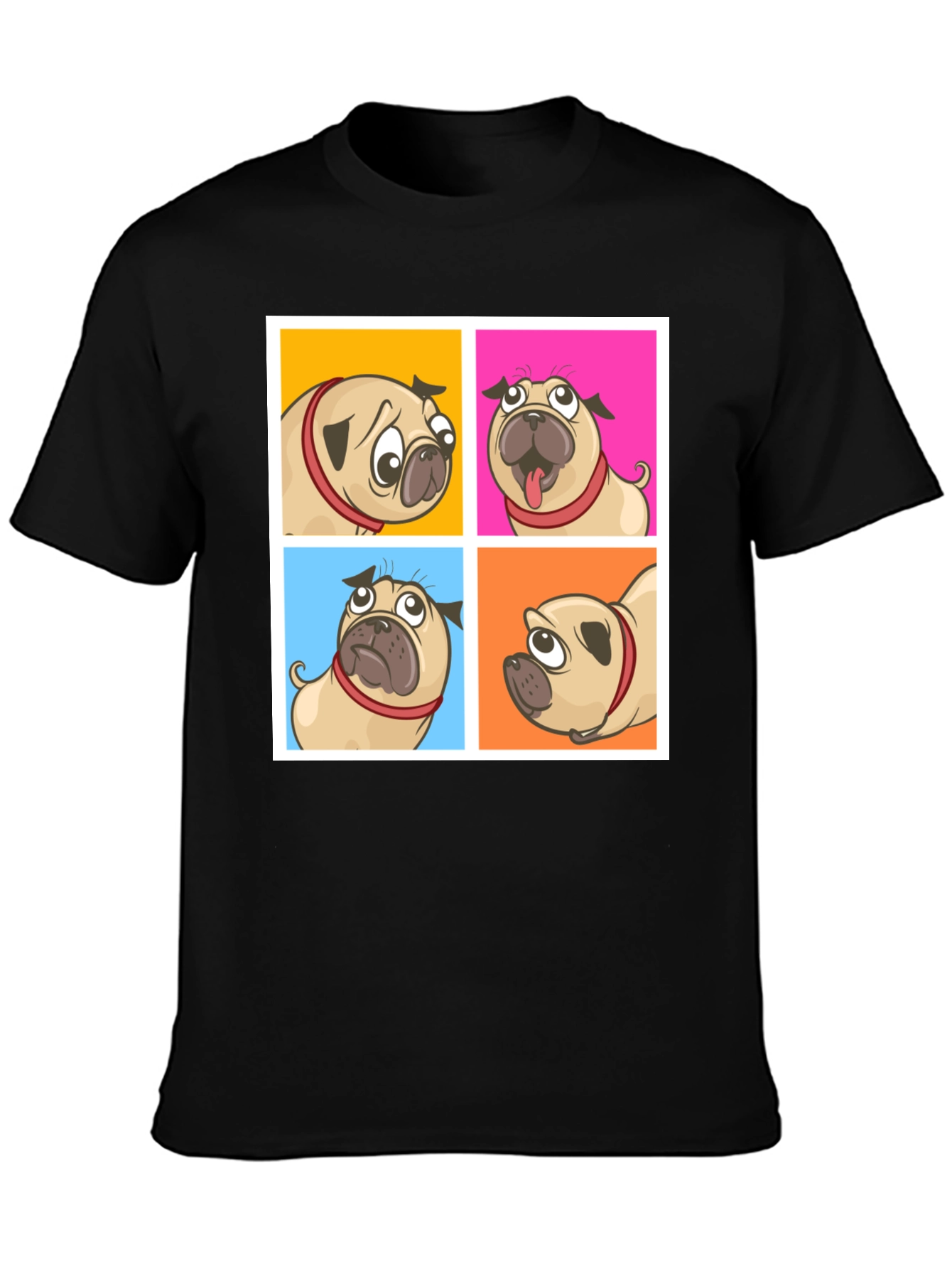 Black Pug Moods Graphic Tee - Fun & Trendy! view 3