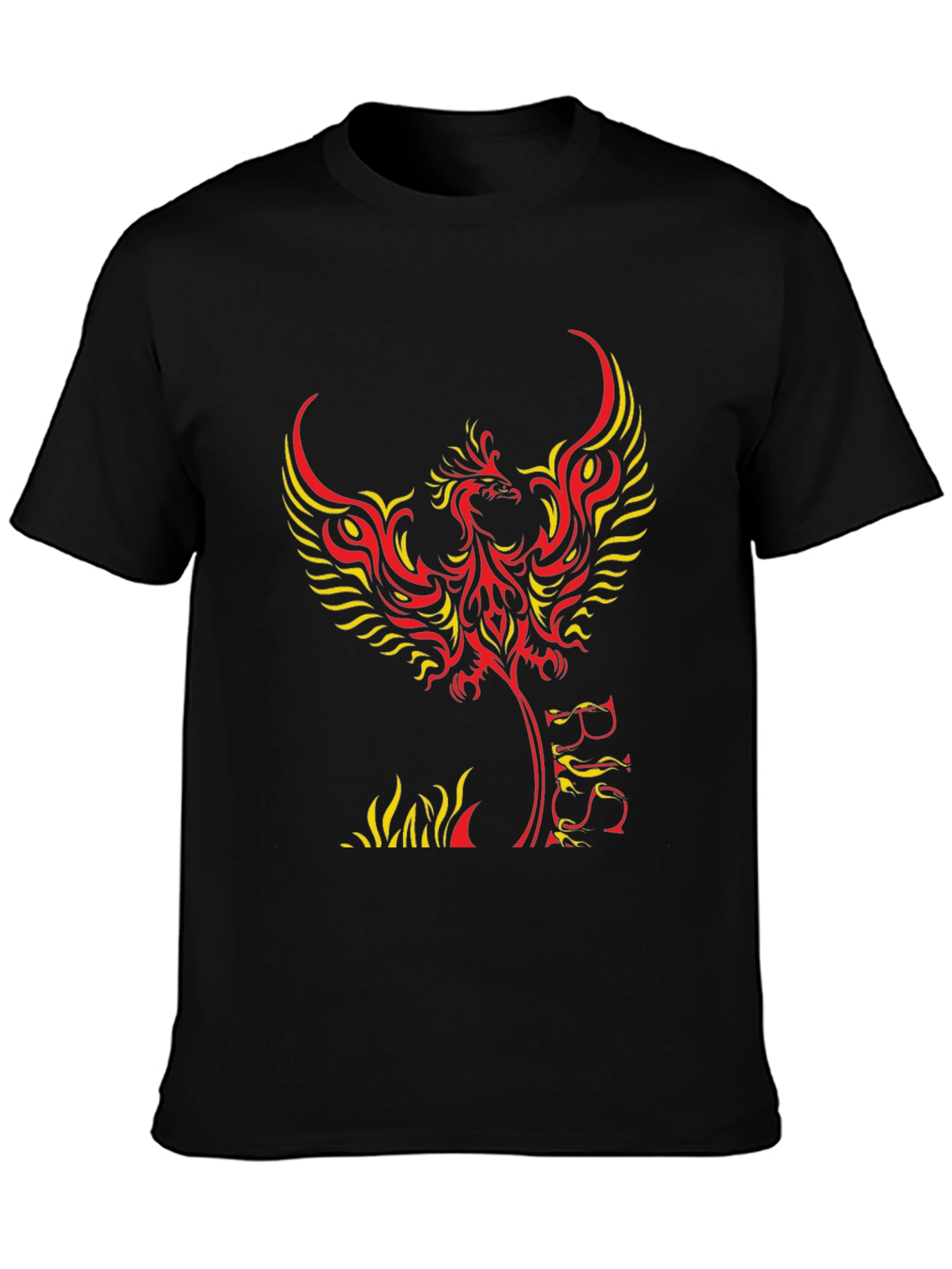 Black Phoenix Graphic Tee - Black Cotton Blend Shirt view 3