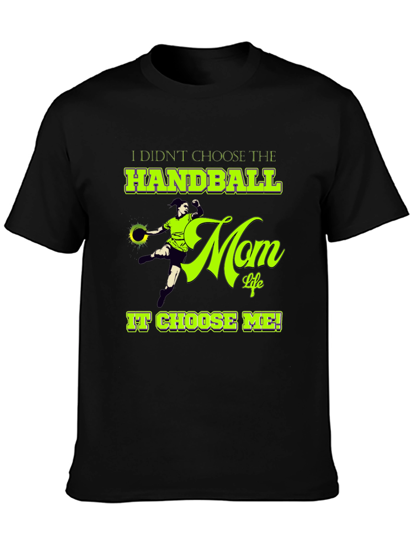 Black Handball Mom Life Graphic T-Shirt - Black Cotton Tee view 3