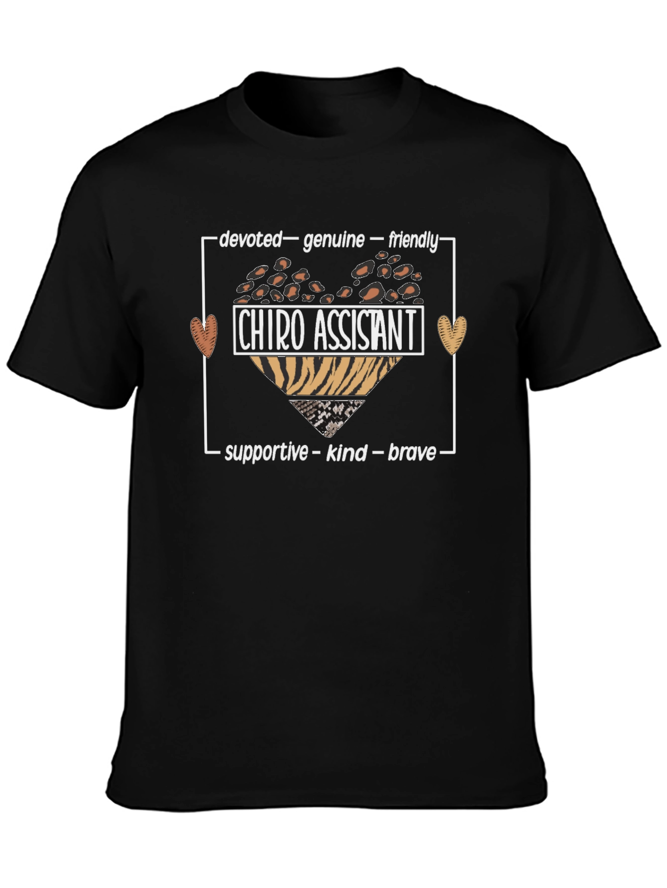 Black Chiropractor Assistant Animal Print Heart T-Shirt view 3