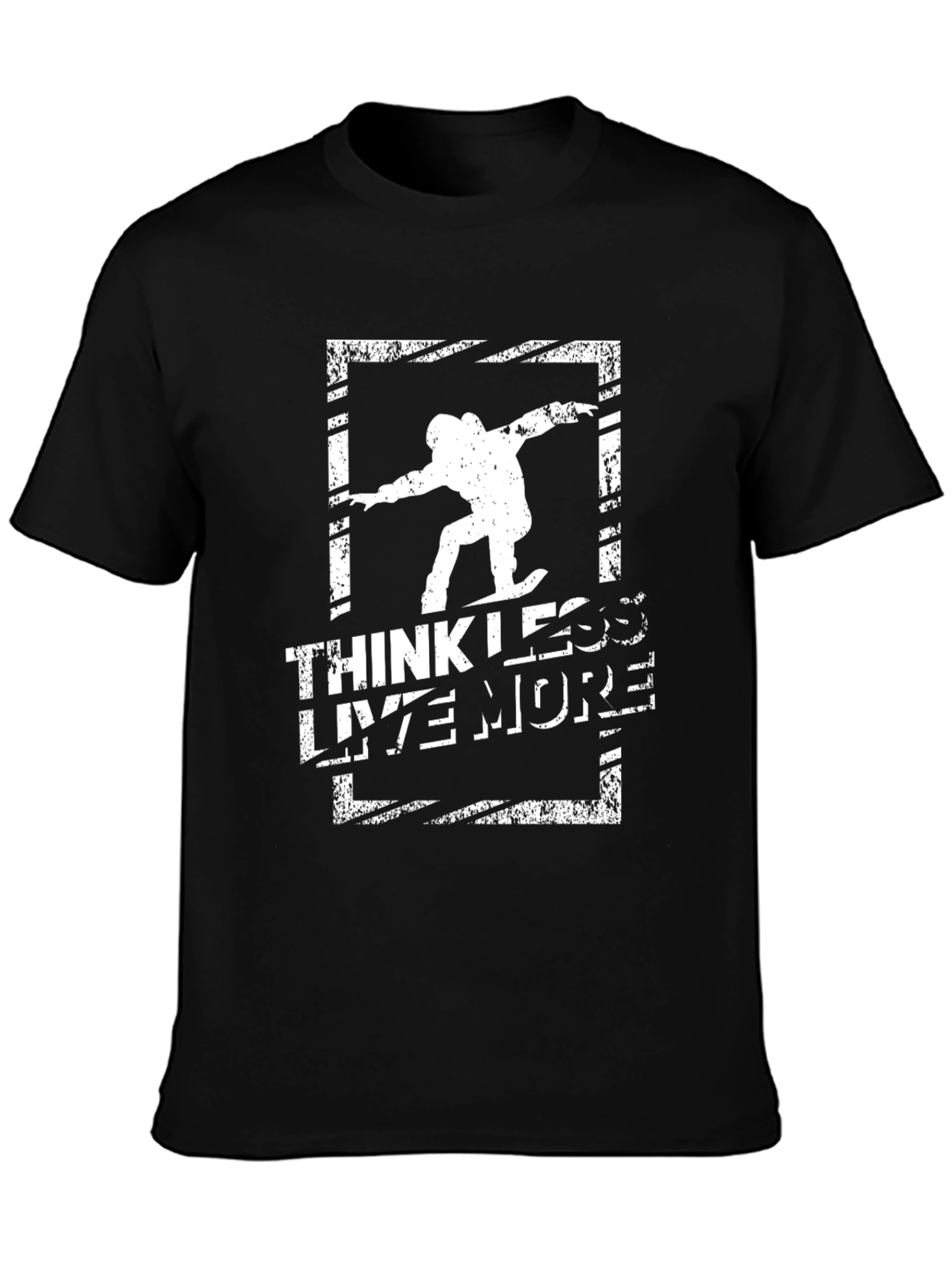 Black Think Less Live More Graphic Tee view 3