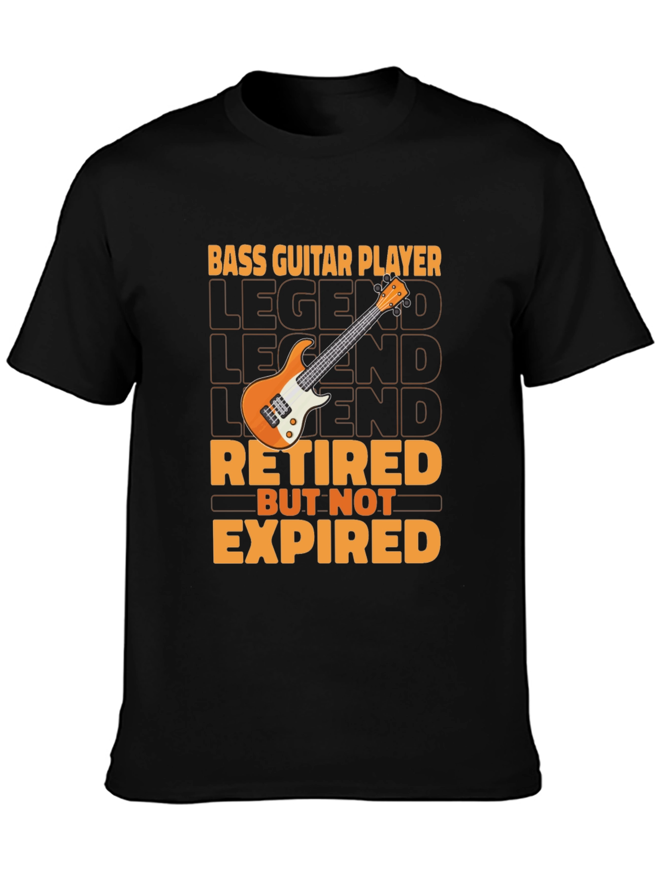 Black Bass Guitar Player Retired T-Shirt view 3