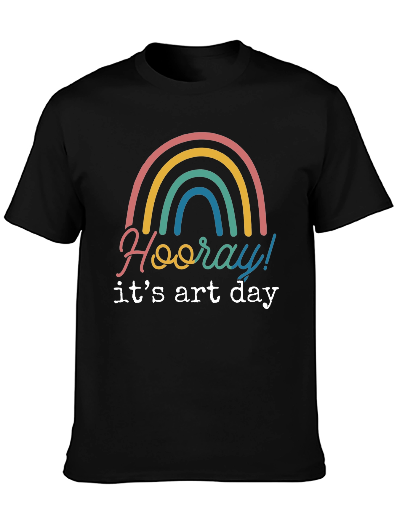Black Hooray It's Art Day Rainbow T-Shirt view 3