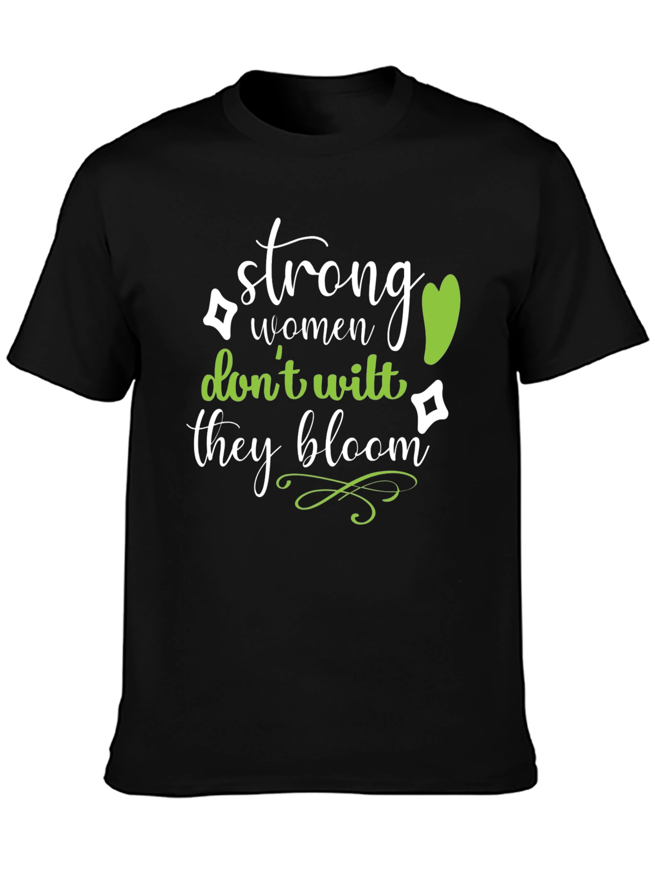 Black Strong Women Bloom T-Shirt - Inspirational Graphic Tee view 3