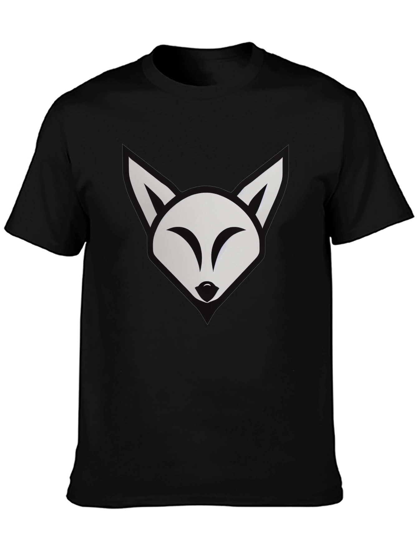 Black Fox Graphic Tee - Modern Black Cotton T-Shirt view 3
