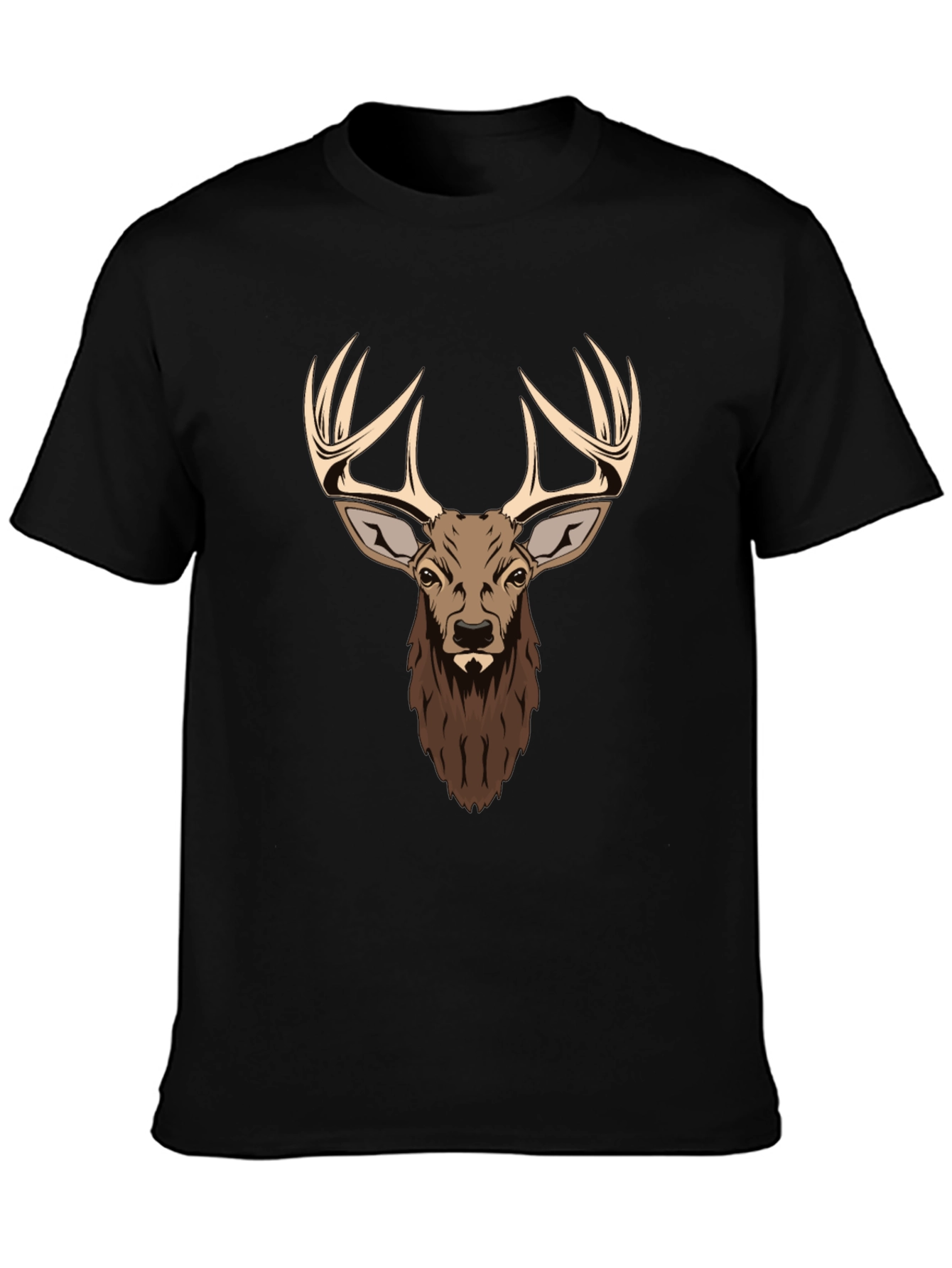 Black Deer Head Graphic Print Black T-Shirt view 3