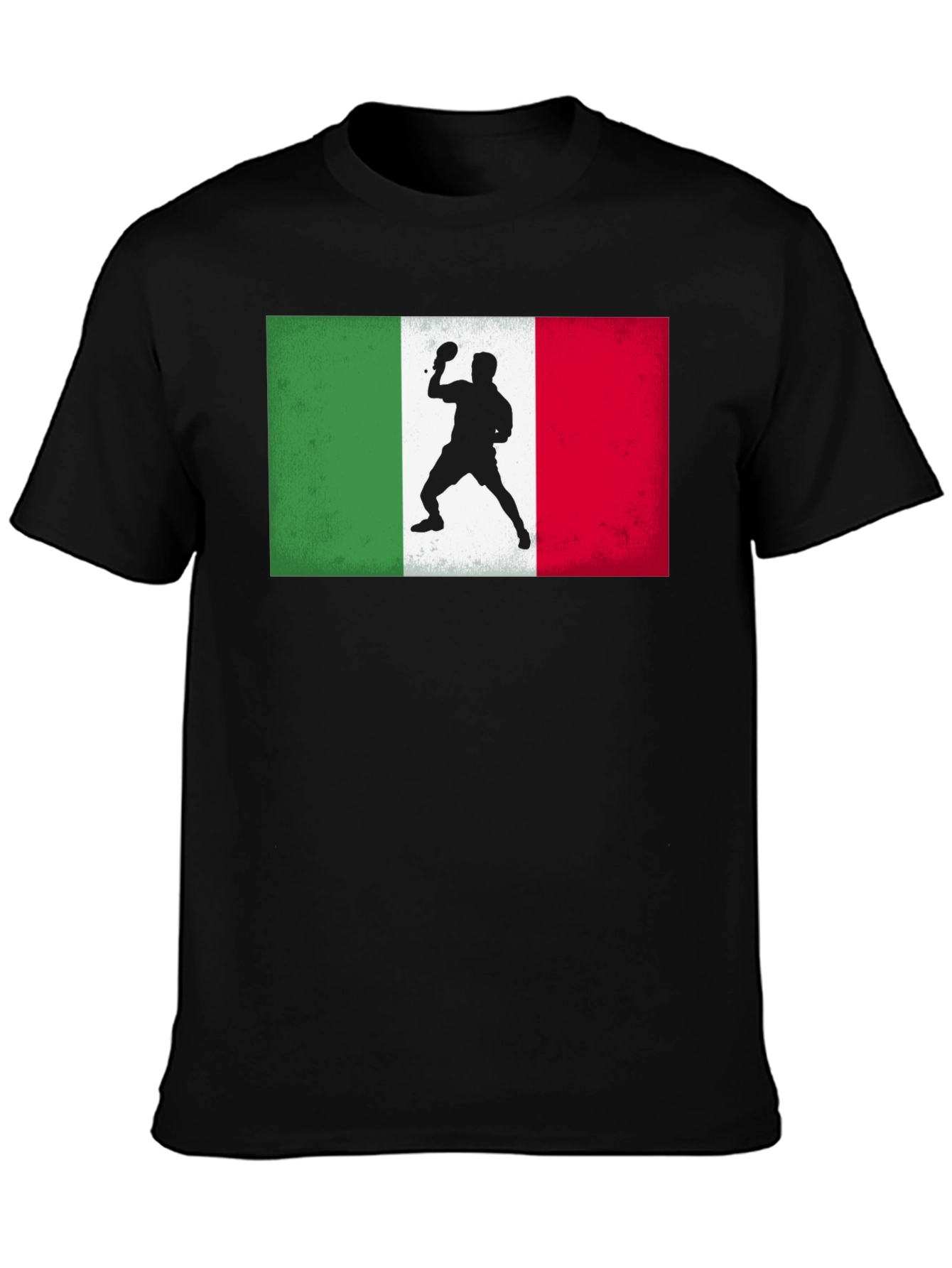 Black Italy Table Tennis Flag T-Shirt view 3