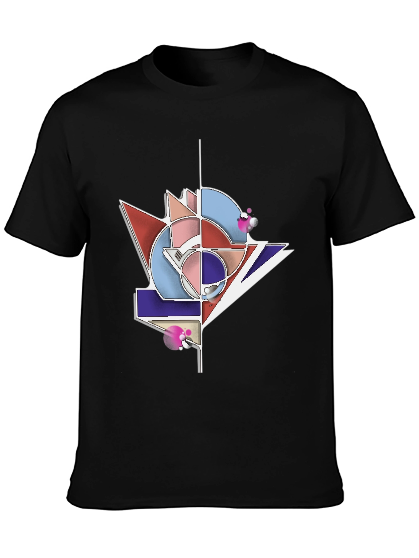Black Geometric Graphic Tee - Modern Art T-Shirt view 3