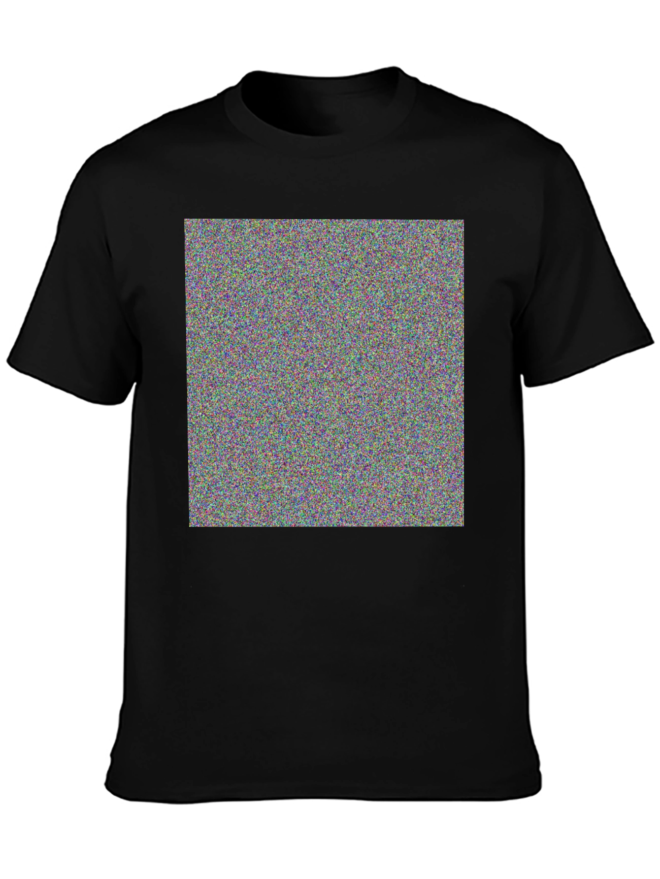 Black Men's Black T-Shirt with Colorful Geometric Design view 3