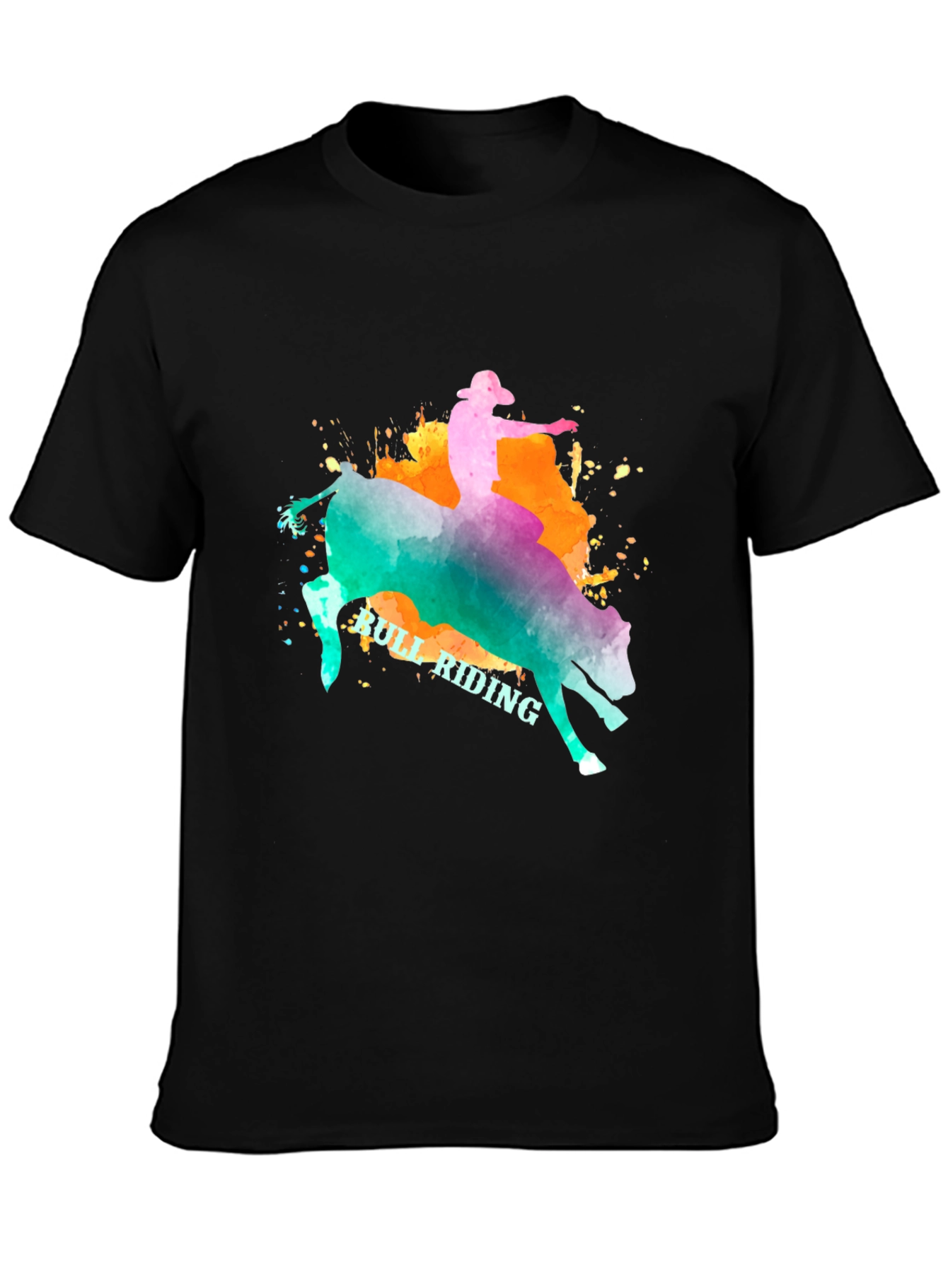 Black Bull Riding Graphic T-Shirt - Cowboy Rodeo Tee view 3