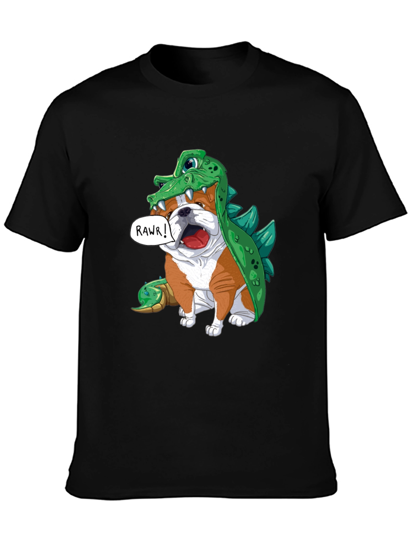 Black Bulldog in Crocodile Costume T-Shirt view 3
