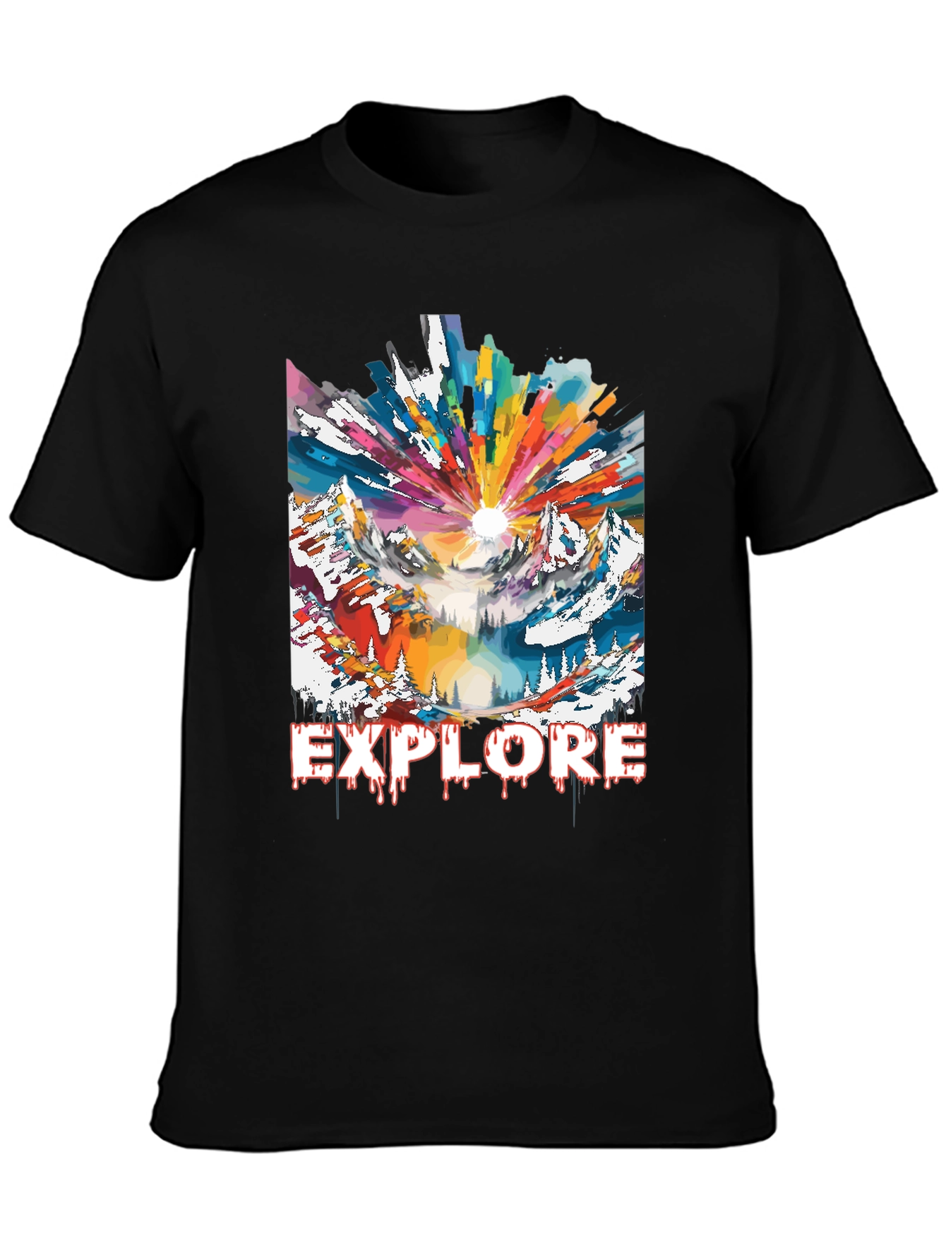 Black Explore Graphic Tee - Adventure Mountain Design view 3