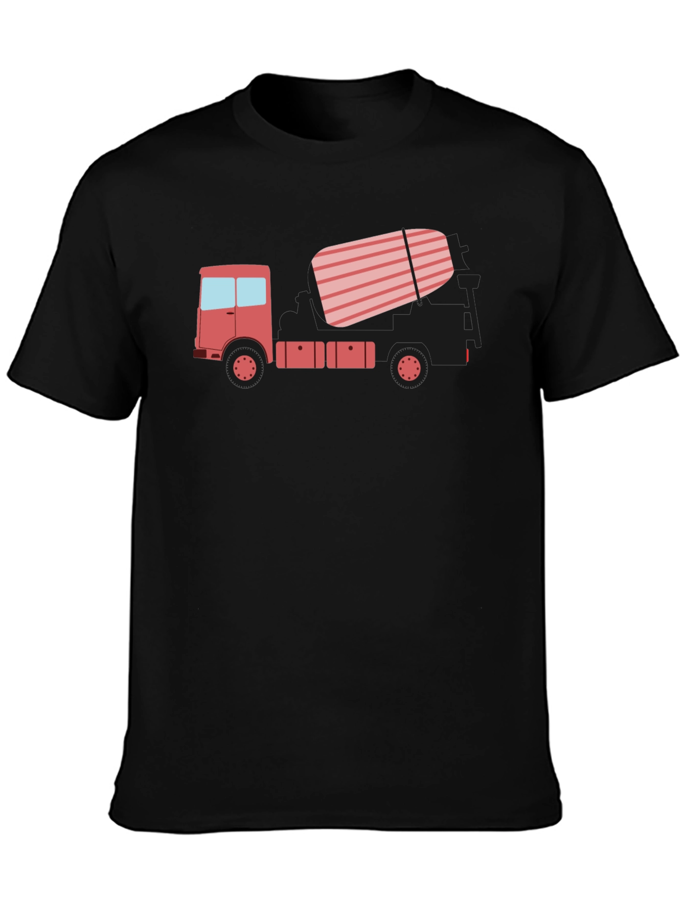 Black Concrete Truck Graphic Tee - Black Casual T-Shirt view 3