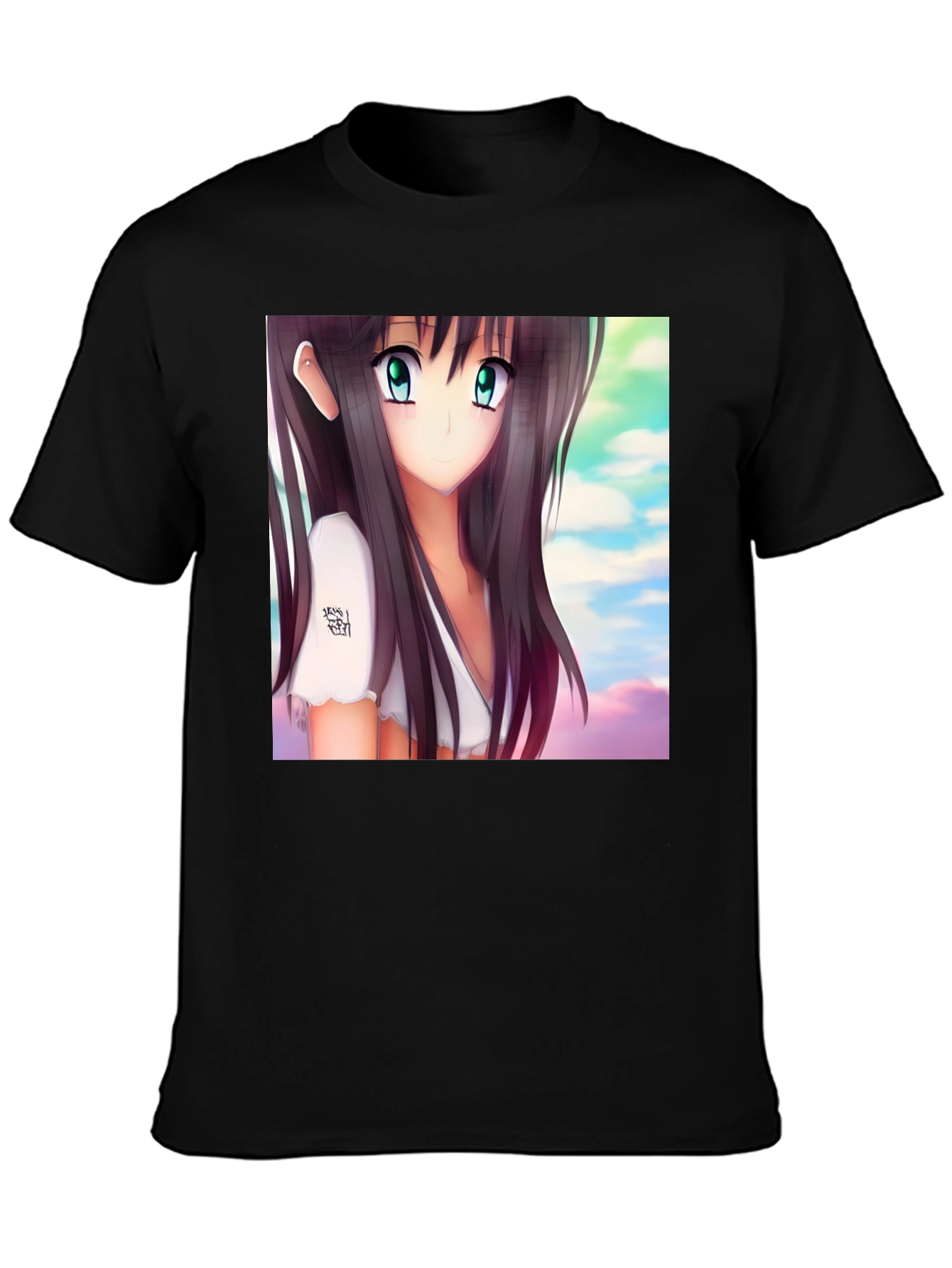 Black Anime Girl Graphic Black Tee - Stylish & Unique view 3