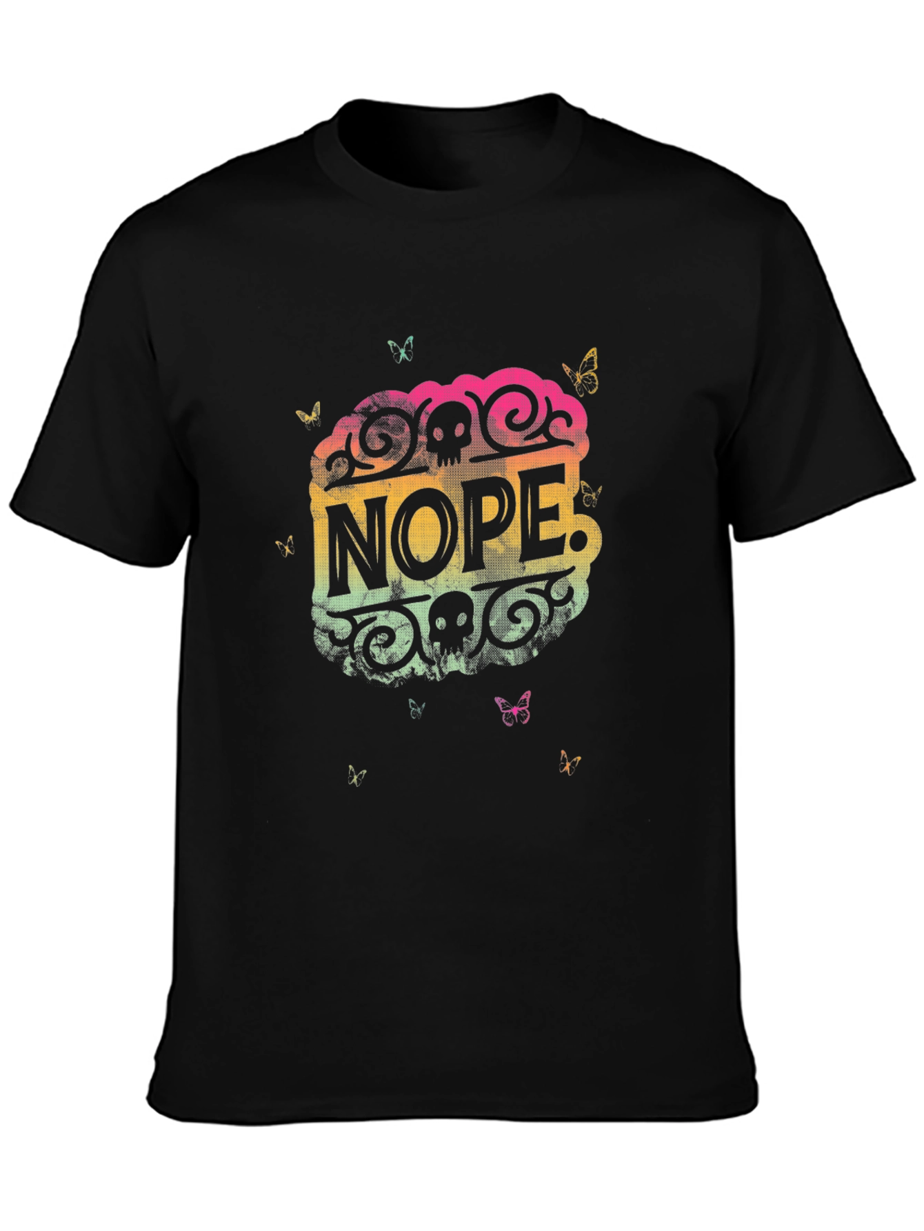 Black Nope Graphic T-Shirt - Cool Skull Design view 3