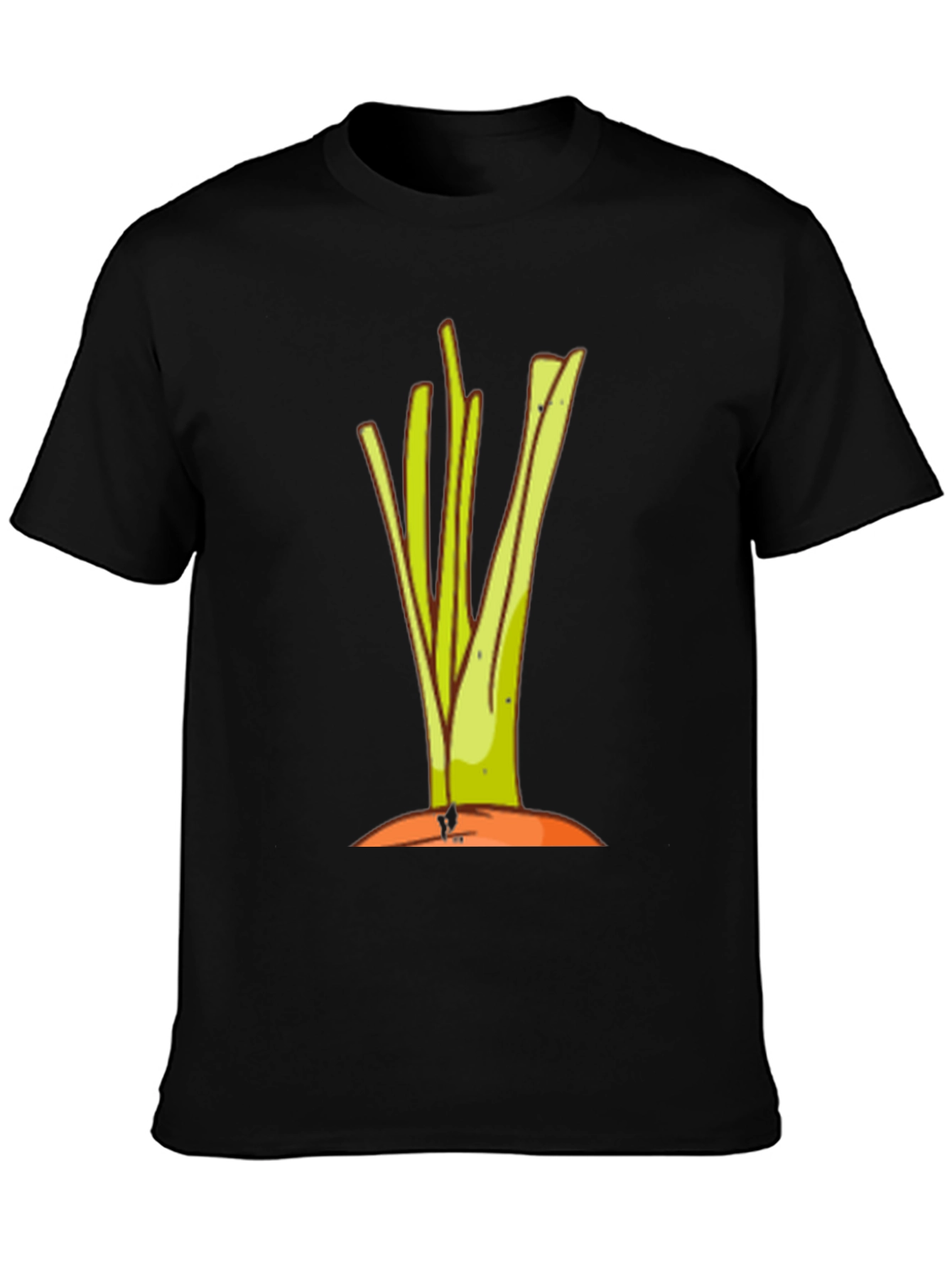Cartoon Leek Graphic Black Tee - 3