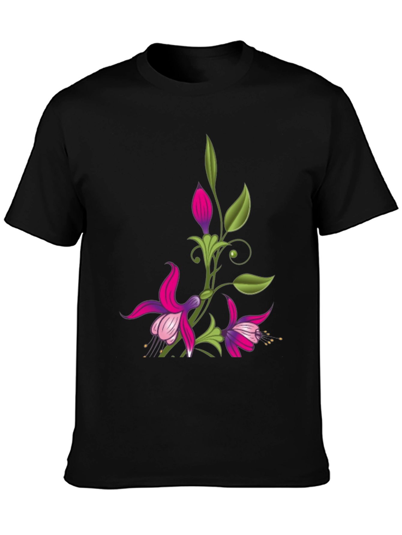 Black Floral Graphic Black T-Shirt view 3