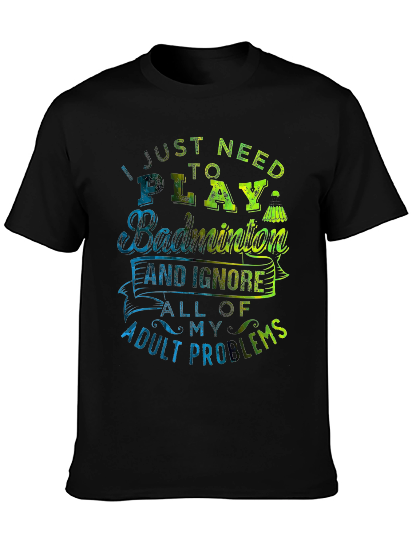 Black Badminton Lover Tee - Adult Problems view 3