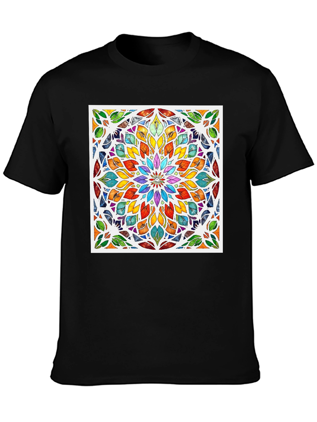 Black Colorful Mandala Graphic Black T-Shirt view 3