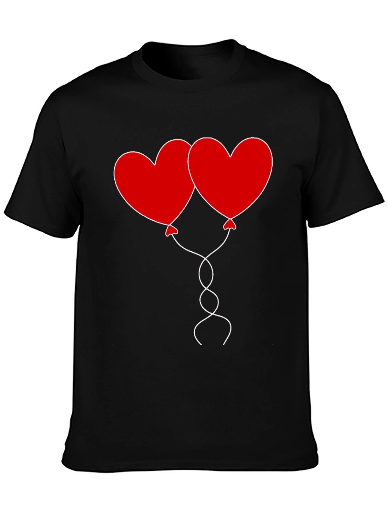 Black Heart Balloons Graphic Tee - Black Cotton Casual Shirt view 3