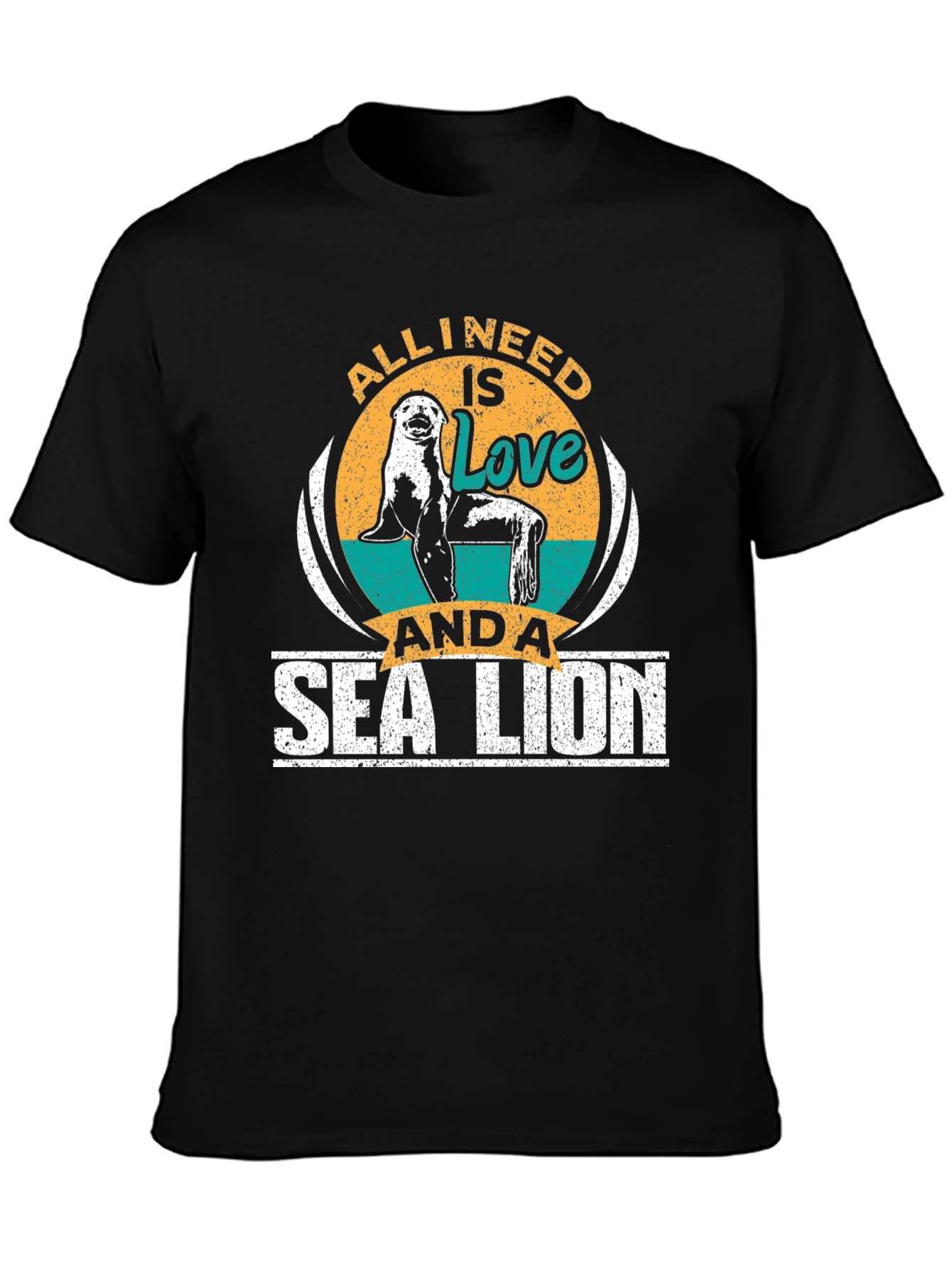 Black All I Need Is Love And A Sea Lion T-Shirt view 3