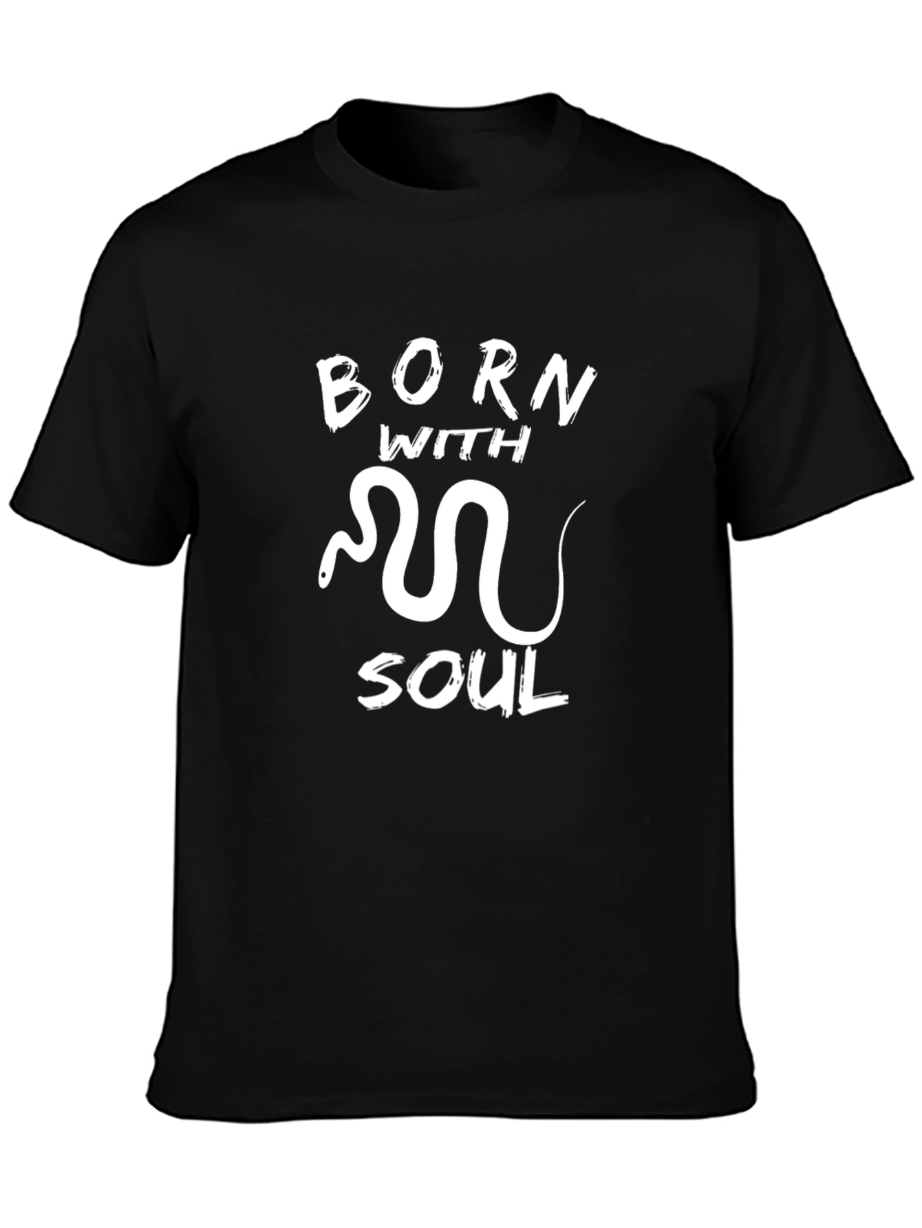 Black Born With Soul Snake Graphic T-Shirt view 3