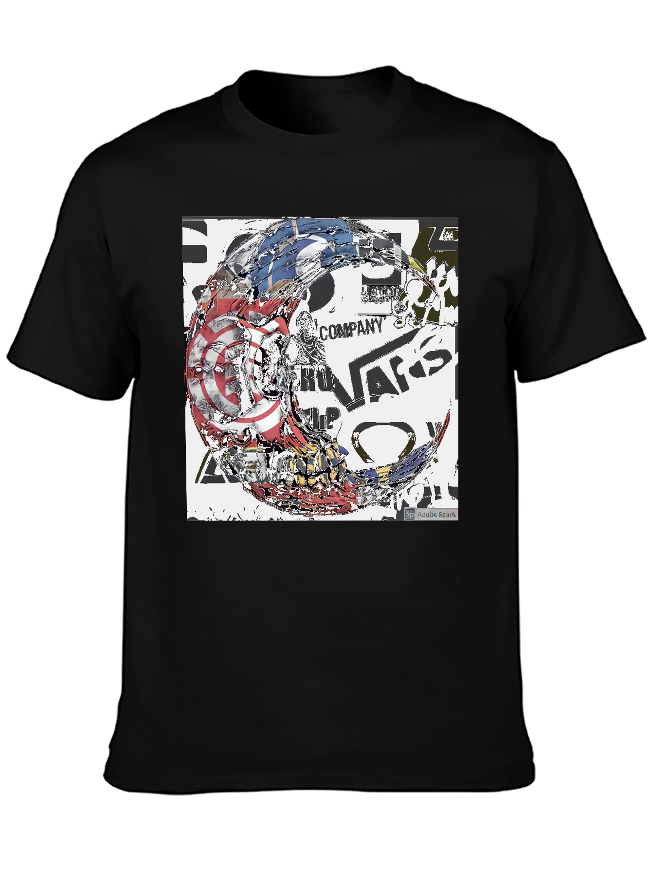 Black Abstract Graphic Print Black Tee view 3