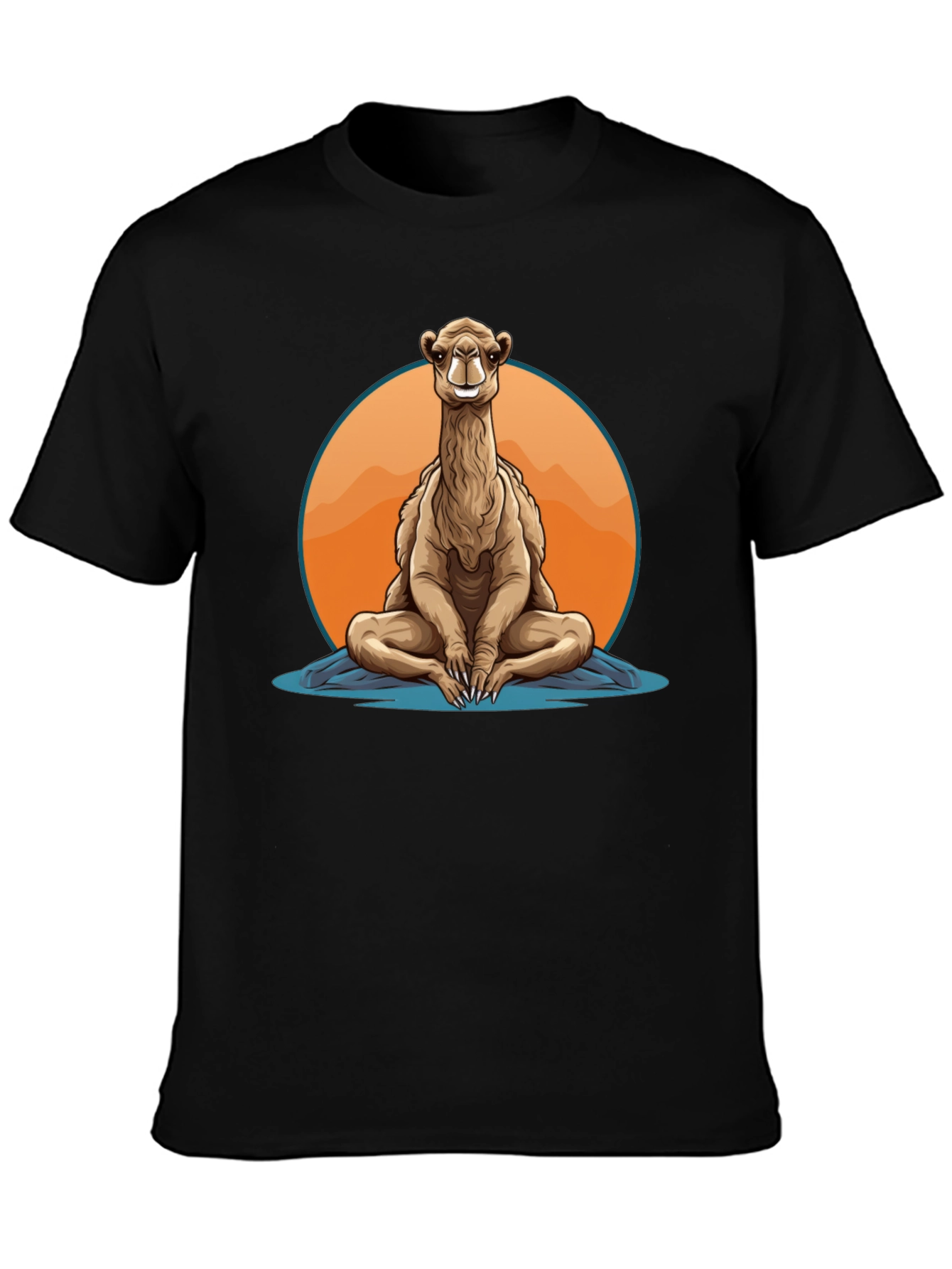 Black Meditating Camel T-Shirt - Zen Animal Graphic Tee view 3