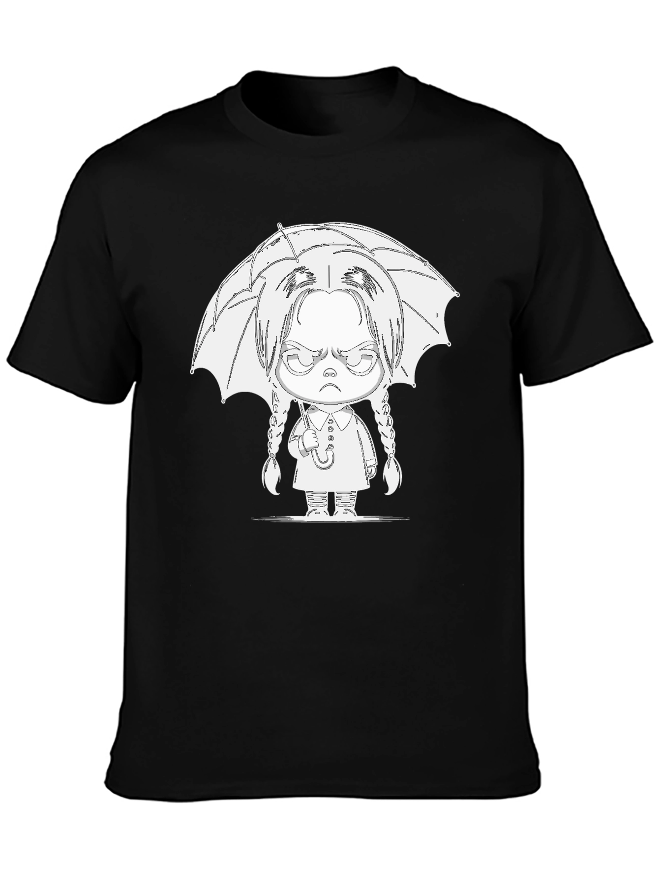Black Wednesday Addams Umbrella T-Shirt - Goth Style view 3