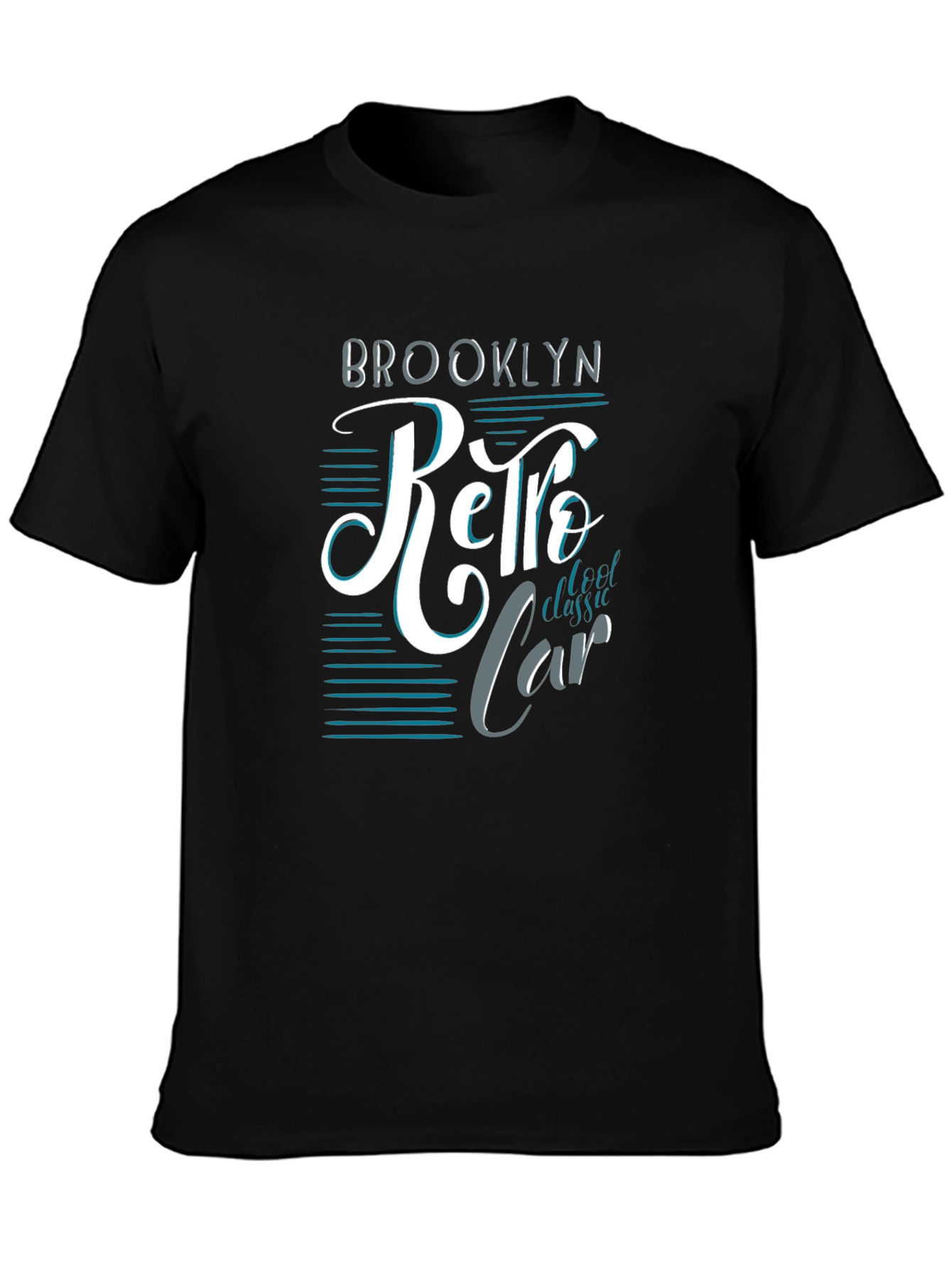 Black Brooklyn Retro Classic Car T-Shirt view 3